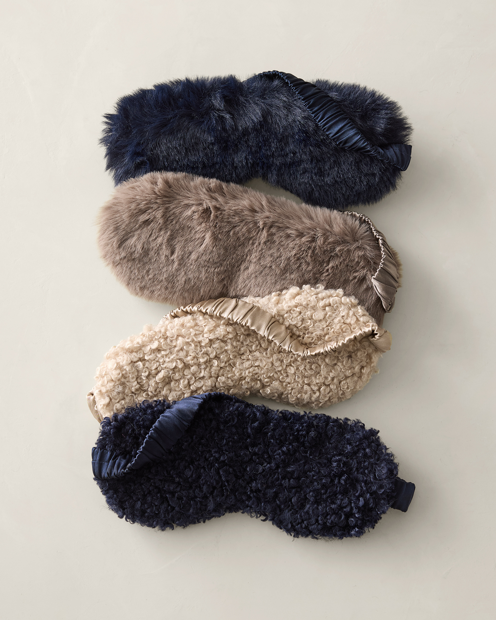 Faux Fur Silk Eye Mask Beige 25$
