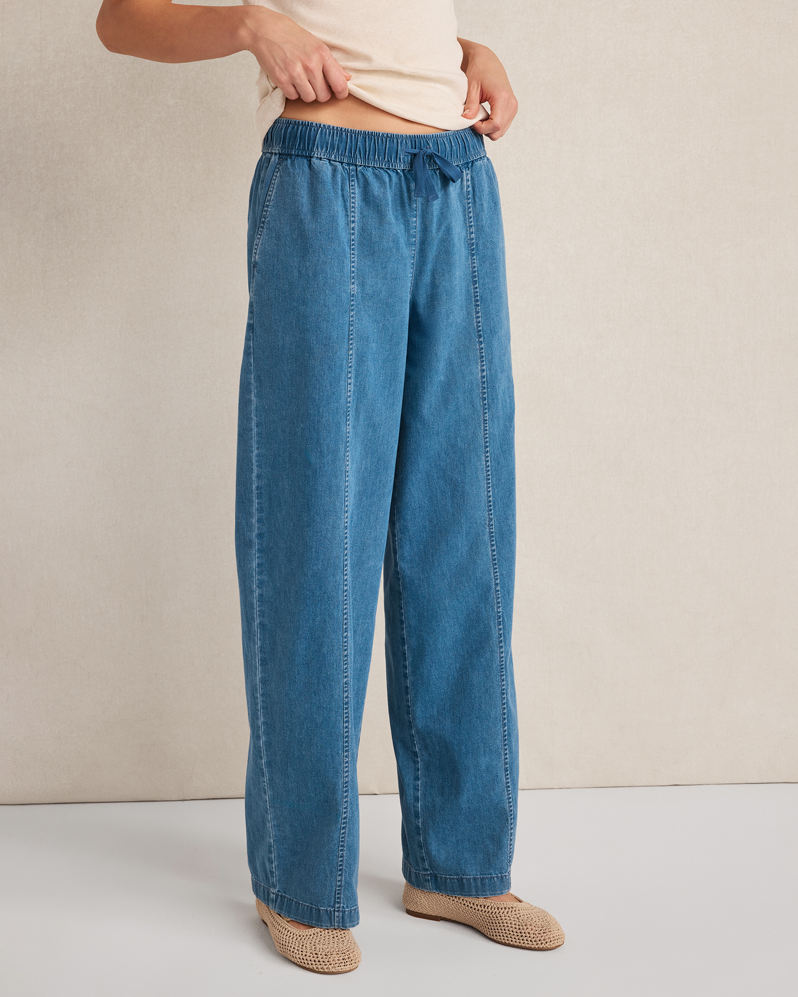 Organic Cotton Denim Barrel Leg Pants | Indigo Wash | XL