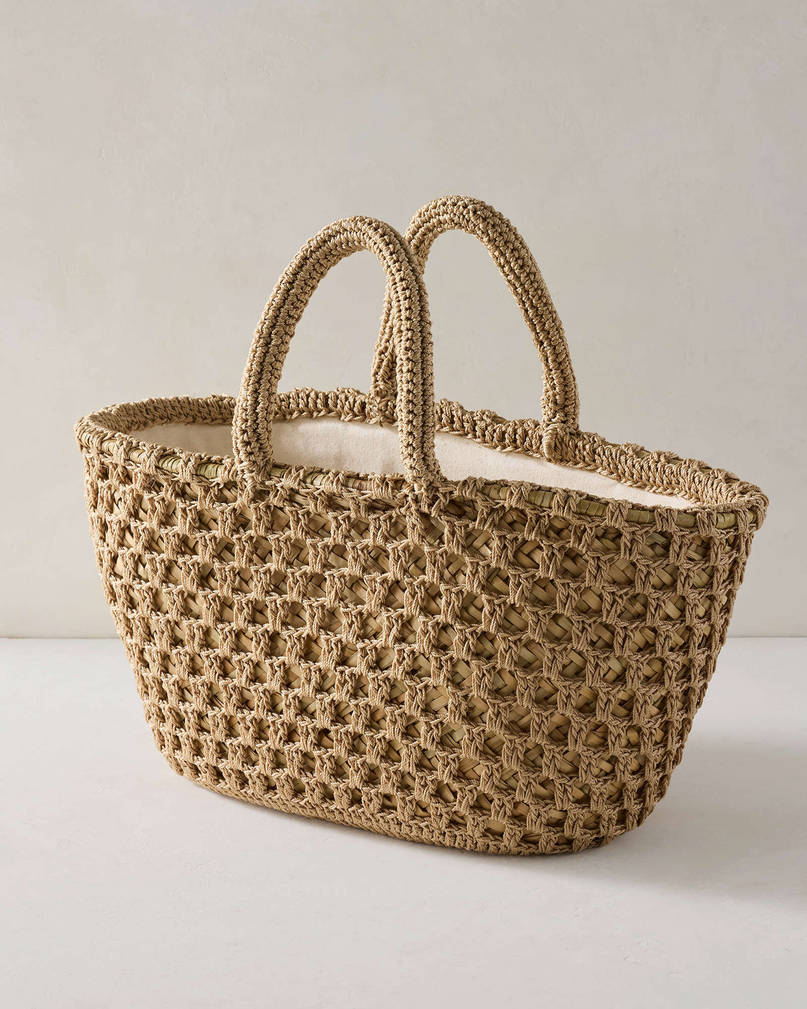 Woven Rope and Straw Tote | White