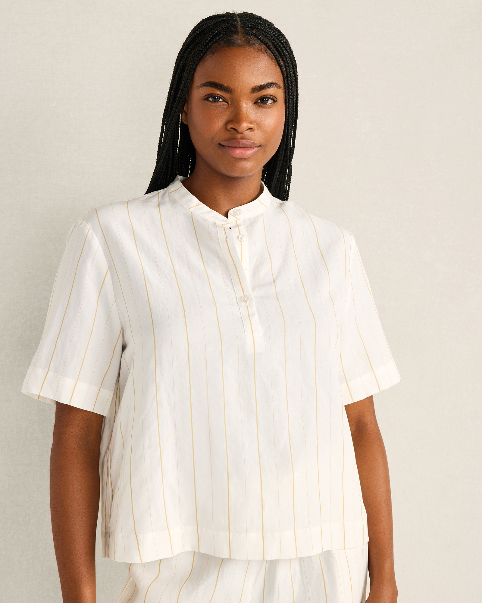 Organic Cotton Interlock Half-Zip Collared Top | Haven Well Within