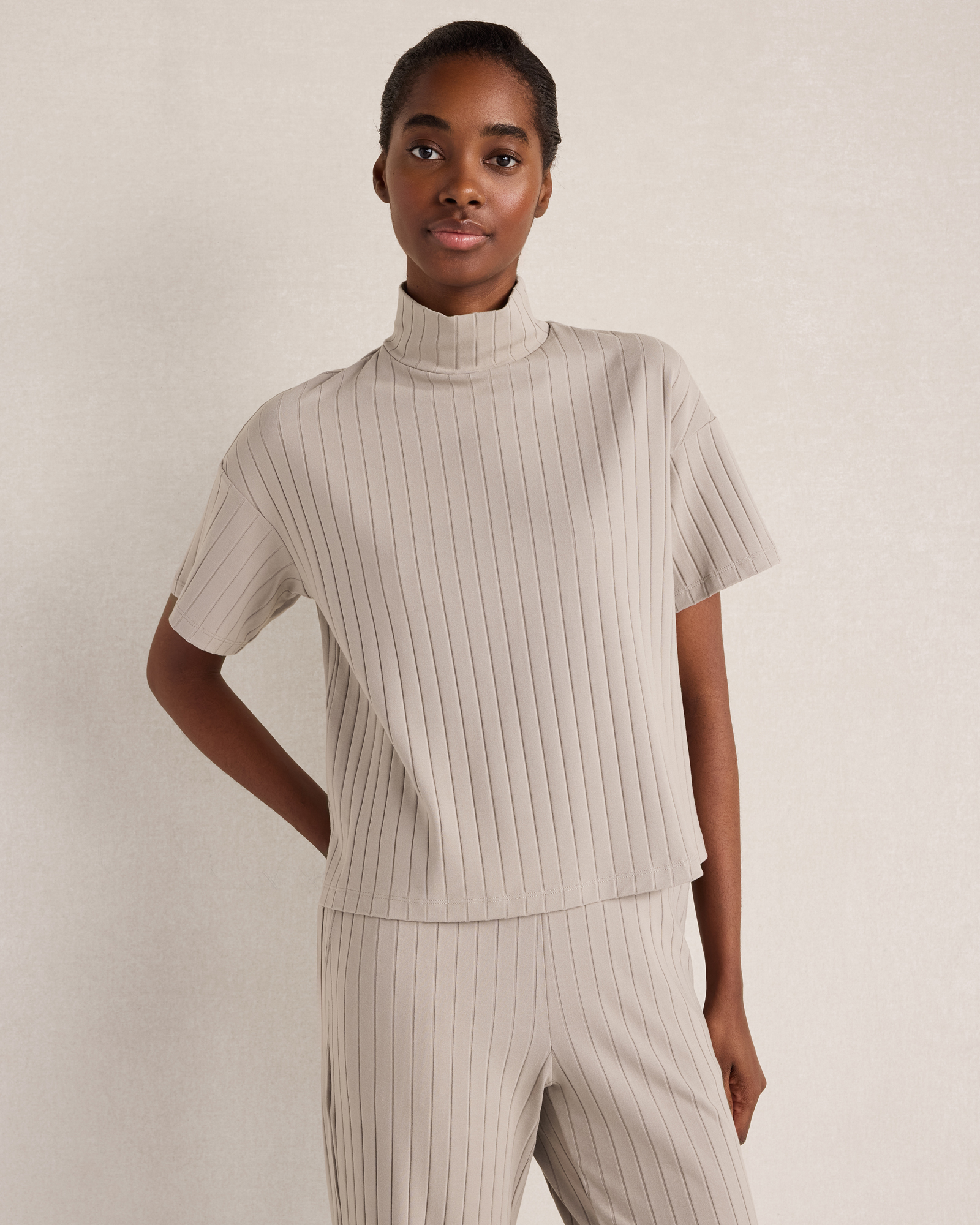 Organic Cotton Mixed Stitch Mockneck Sweater | Haven Well Within