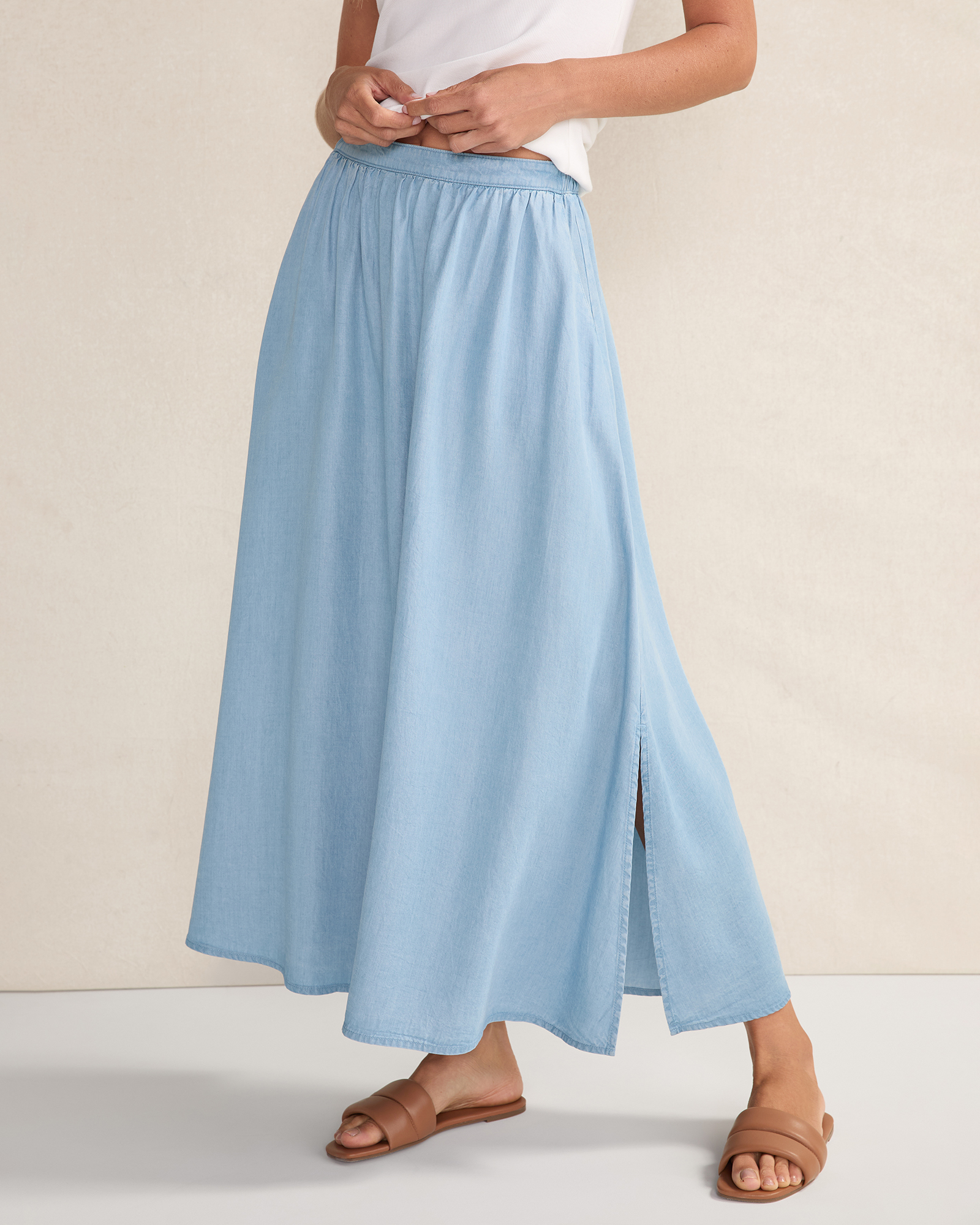 Chambray Maxi Skirt | Chambray Sky Wash | XXL