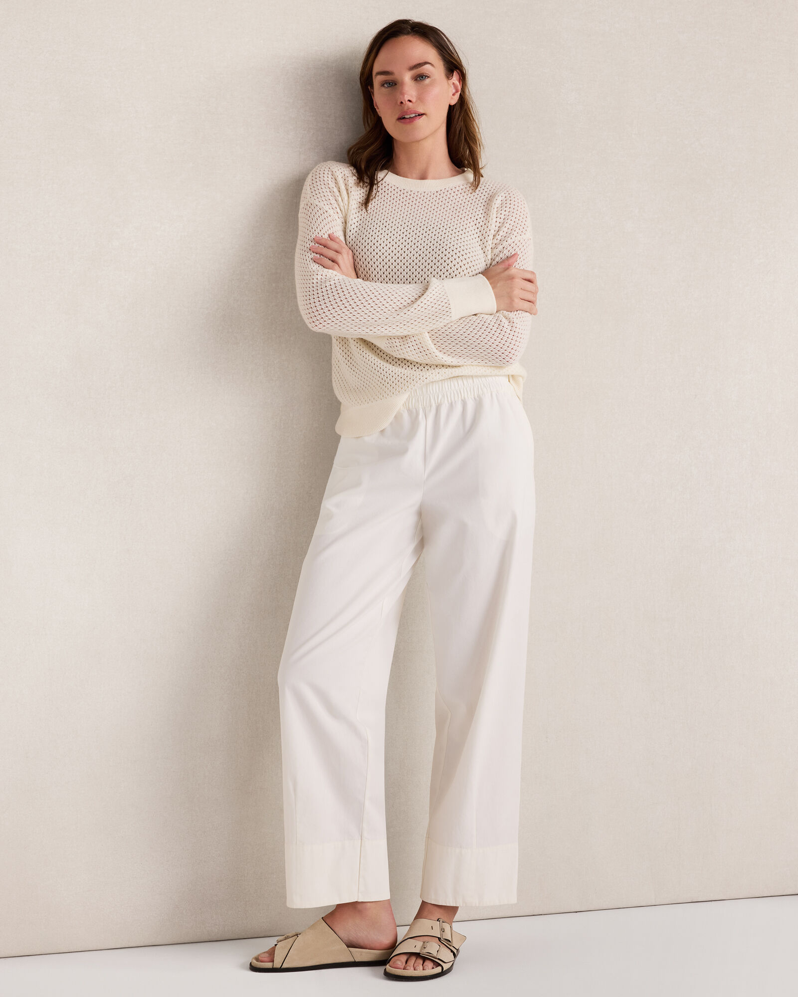 Organic Cotton Twill Barrel Leg Pants | White | XXL