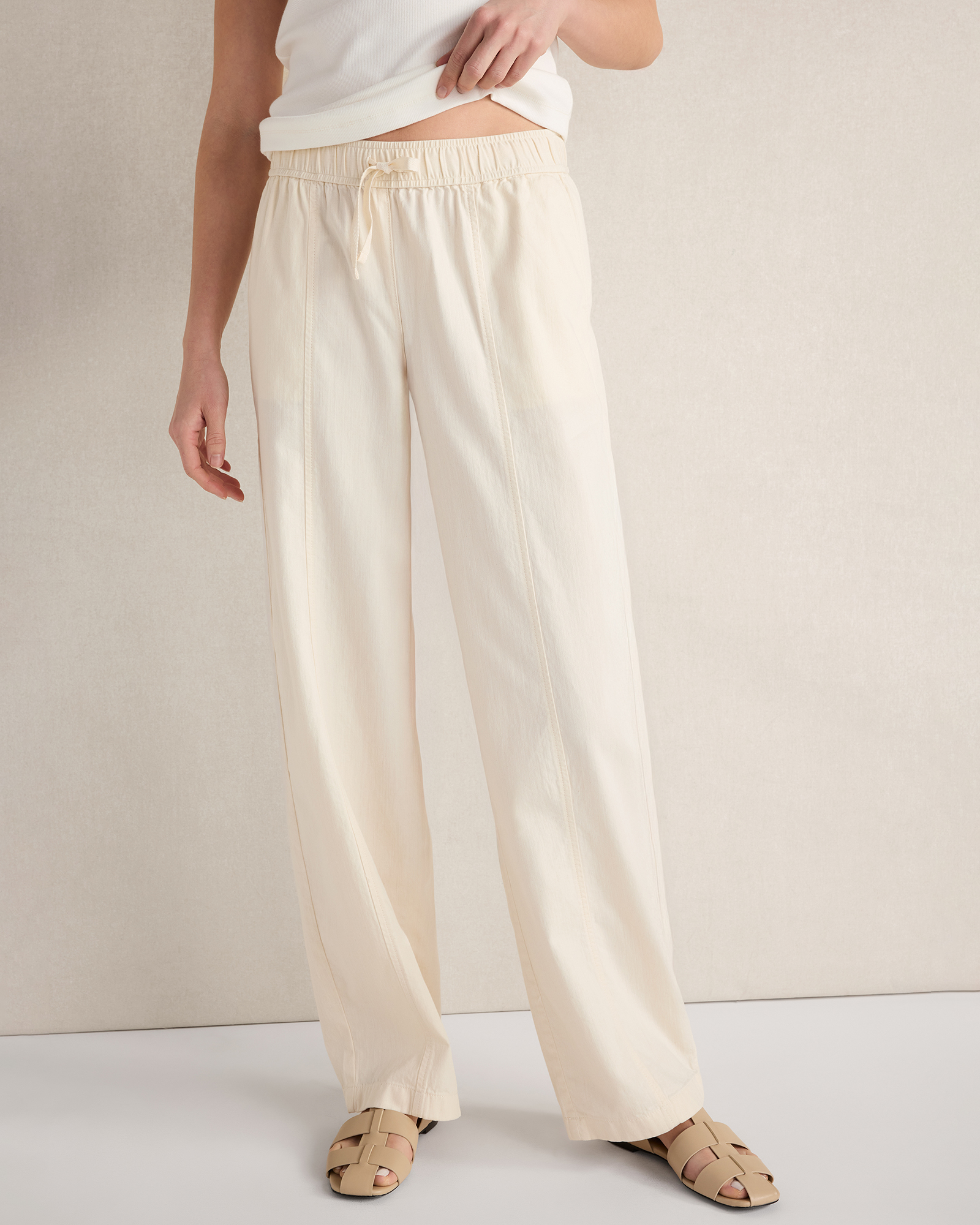 Cotton Ecru Denim Barrel Leg Pants | XXL