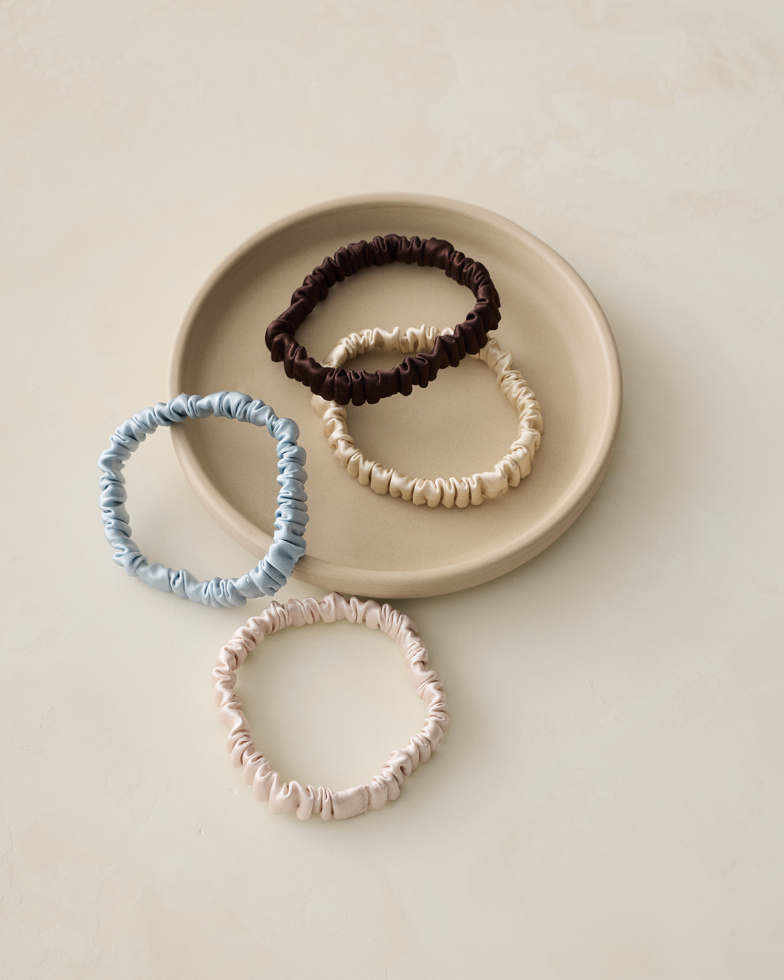 Washable Silk Hair Ties Pinstripe CoffeeSandstoneSalt 001 34$