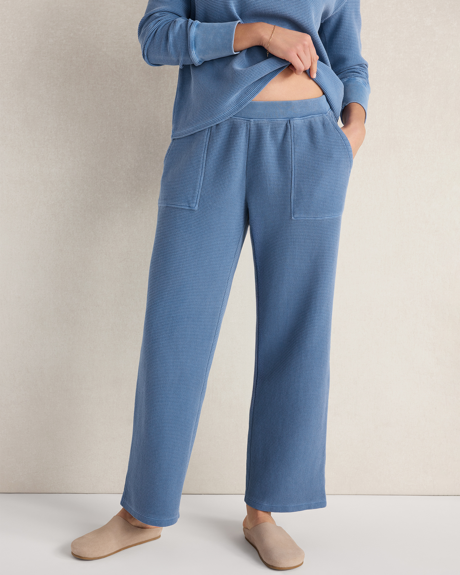 Resti Organic Cotton Waffle Pants | Garment Dye Lake | XXL