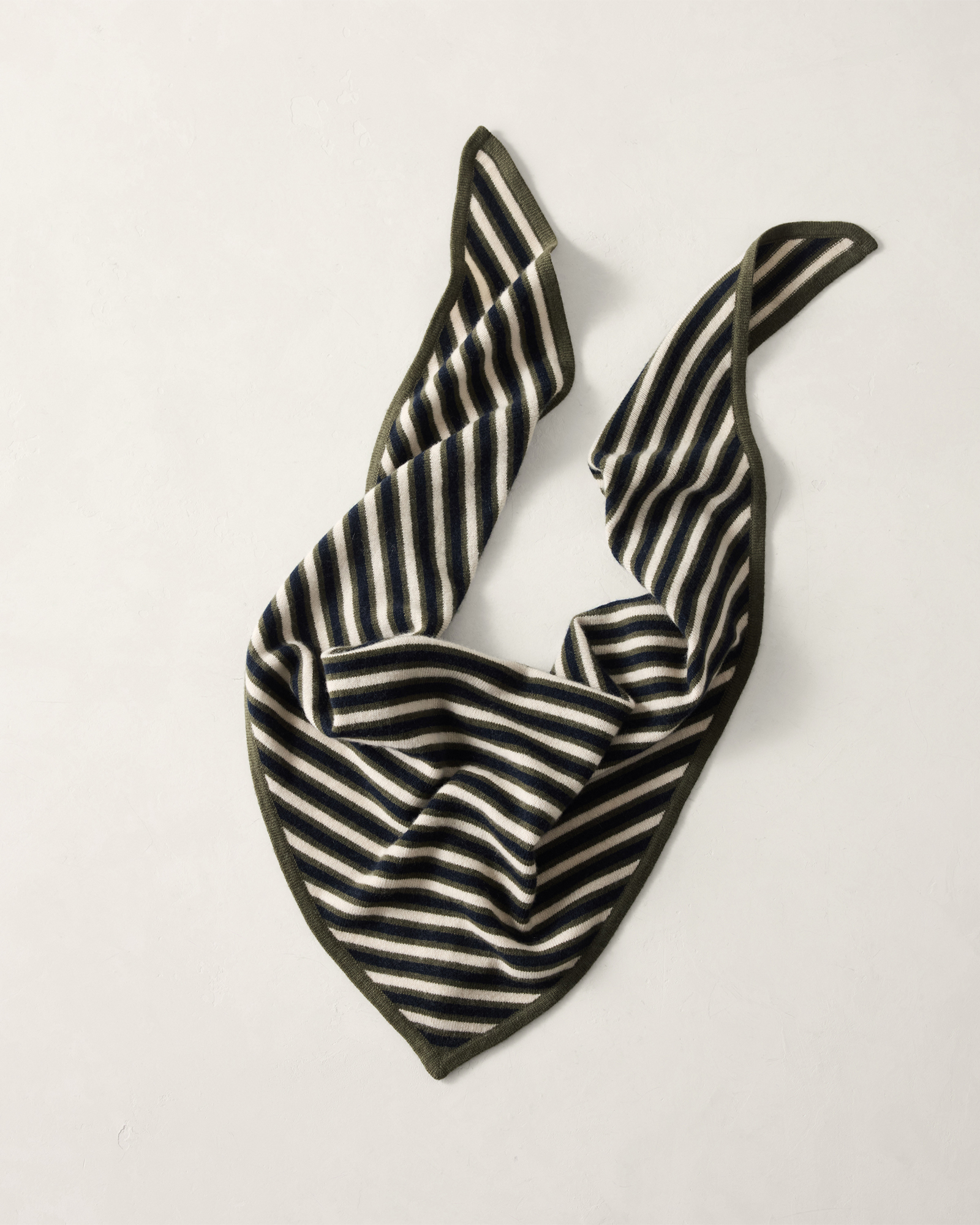 Wool and Cashmere Striped Triangle Scarf | Grape Leaf Multicolor | 001