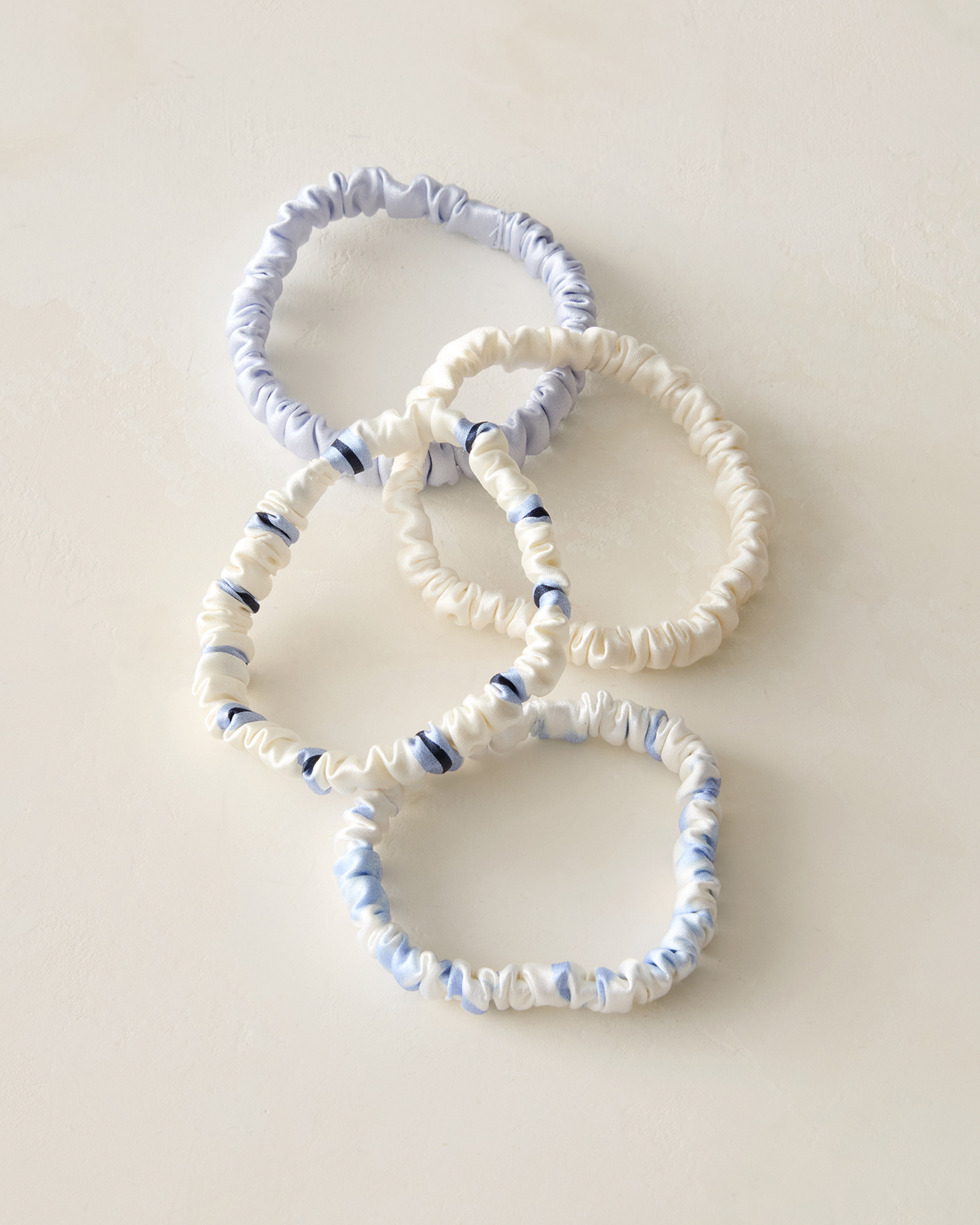 Washable Silk Hair Ties Pinstripe WhiteArctic IceStrp 001 34$