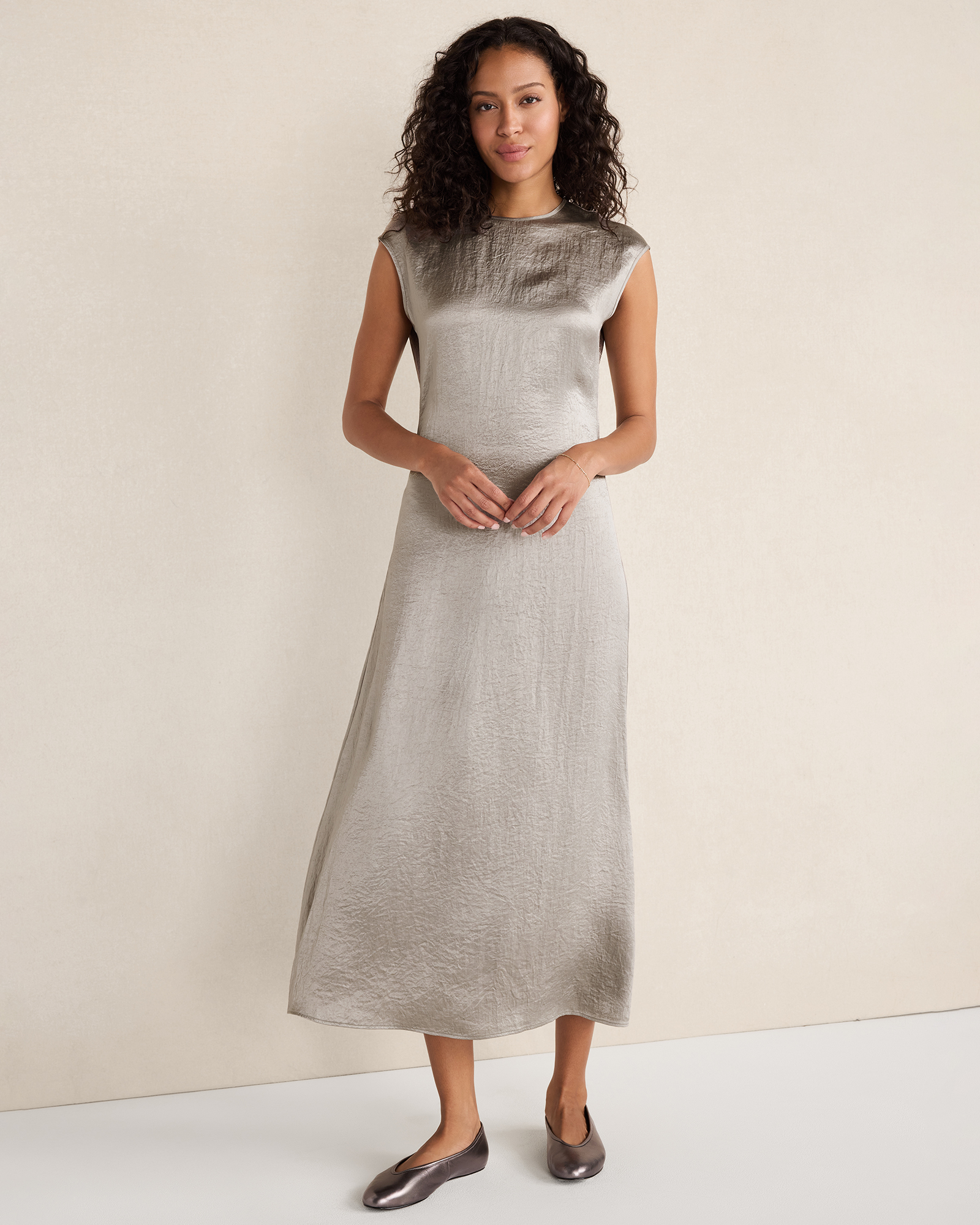 Luxe Crinkle Shine Midi Dress Nightengale XL 140$