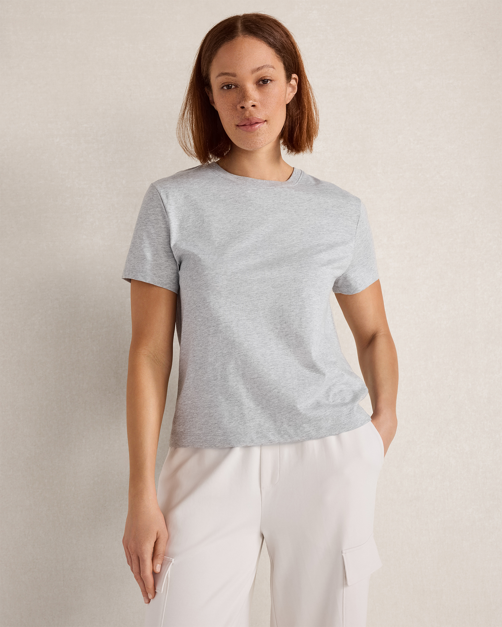 Pima Cotton Short Sleeve T-Shirt | Pewter Heather Bros | Large