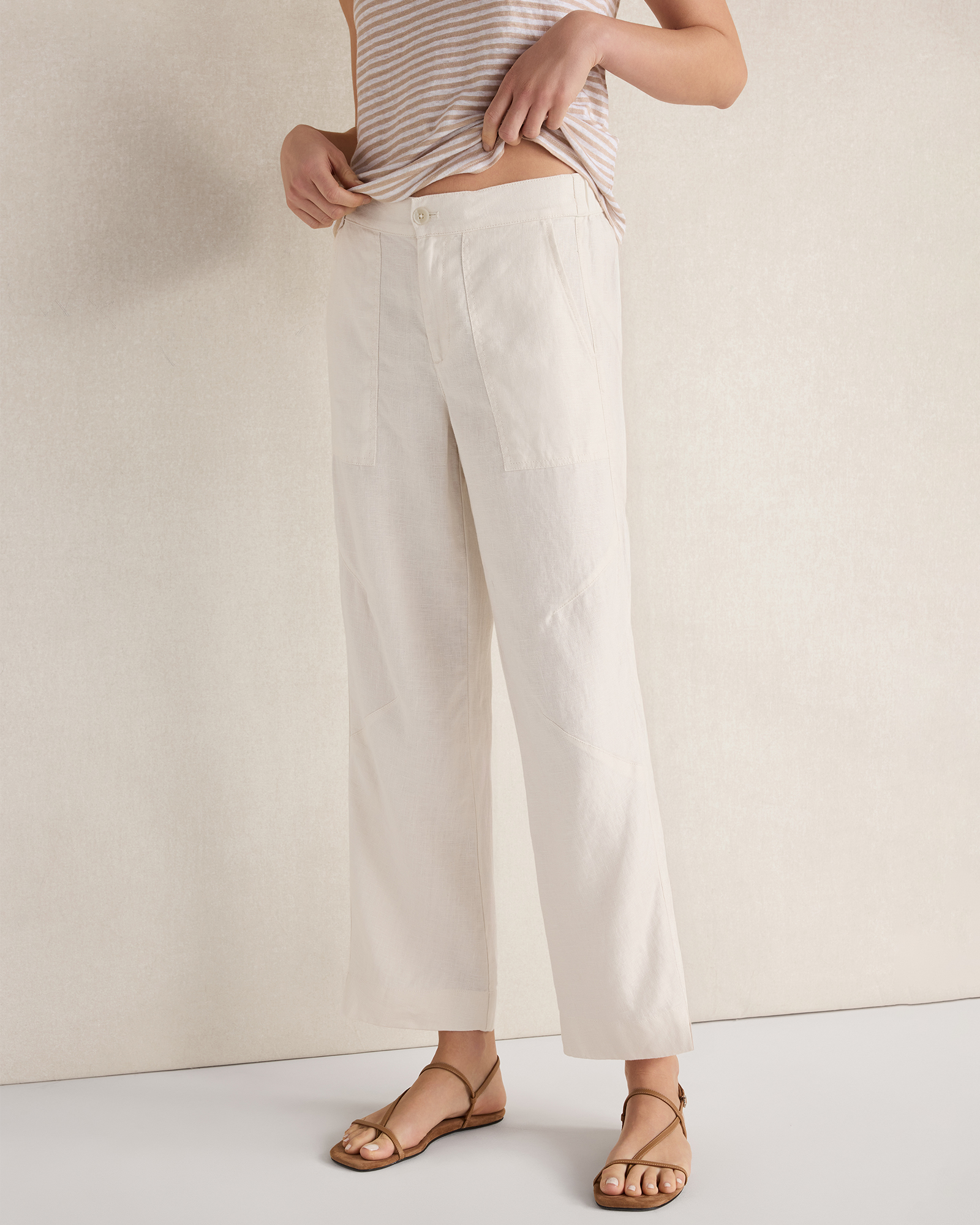Heavyweight Linen Wide Leg Pants | White | XL