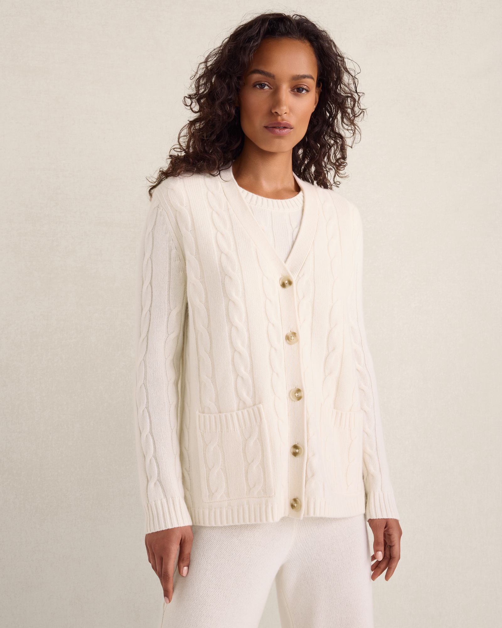 Cashmere Cable Knit Cardigan | Chiffon | XXL