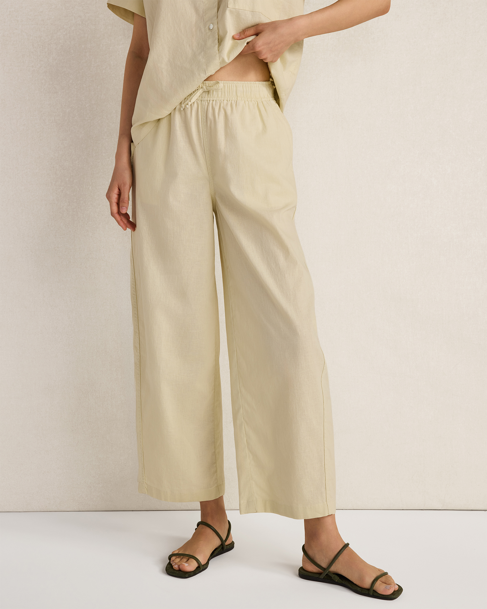 Organic Cotton Linen Barrel Leg Pants | Celery Leaf | XL