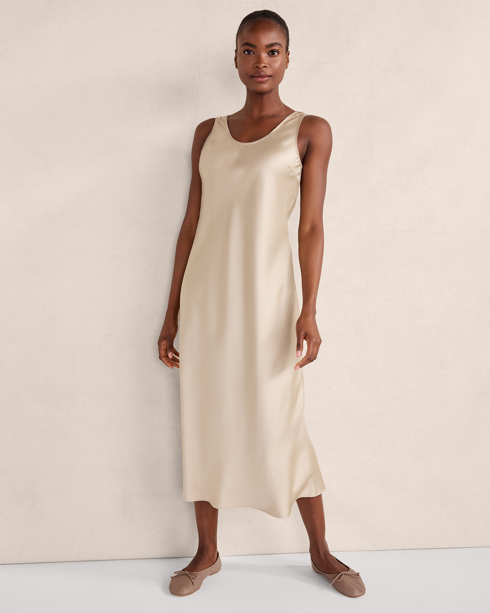 Flowy Bias Cut Midi Dress Fawn XL 100$