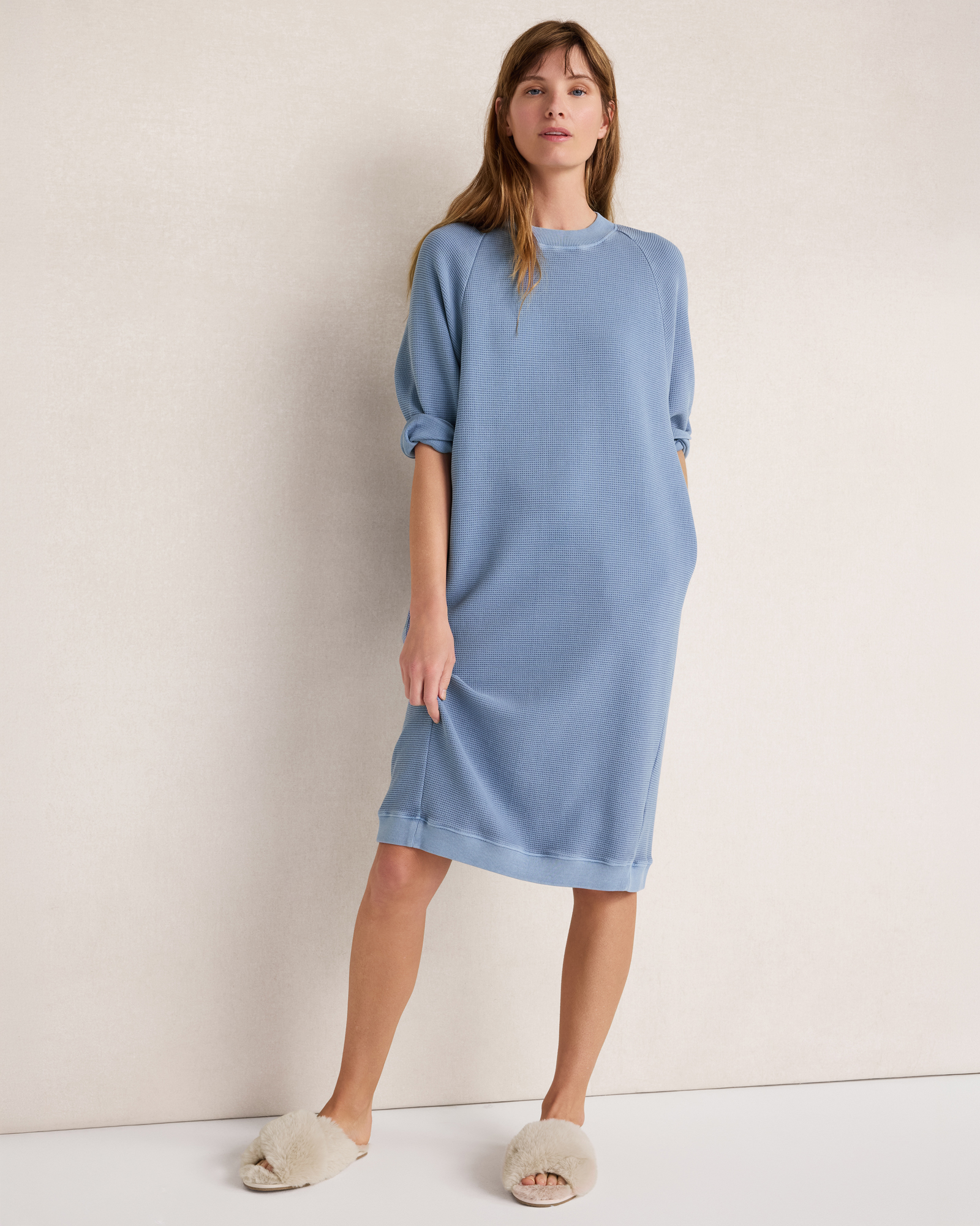 Resti Organic Cotton Waffle Short Sleeve Dress | Garment Dye River | XXL