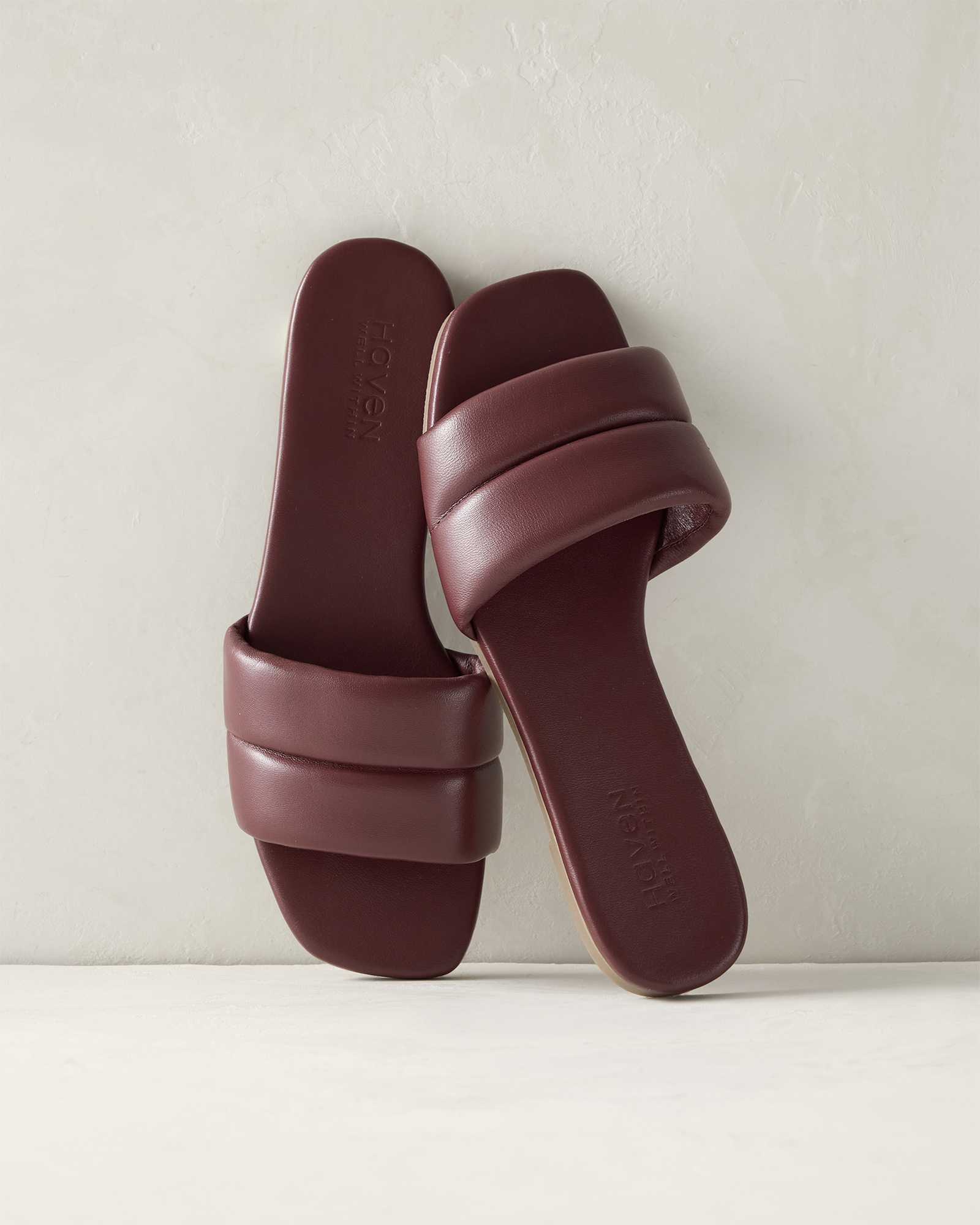 Quilted Leather Slides | Garnet | 5