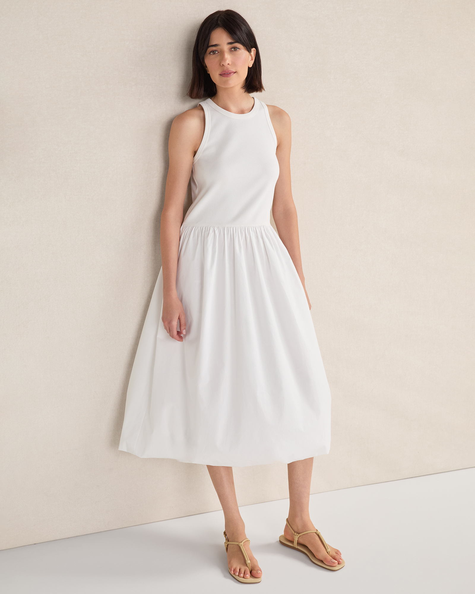 Organic Cotton Drop Waist Bubble Dress White Medium 140$