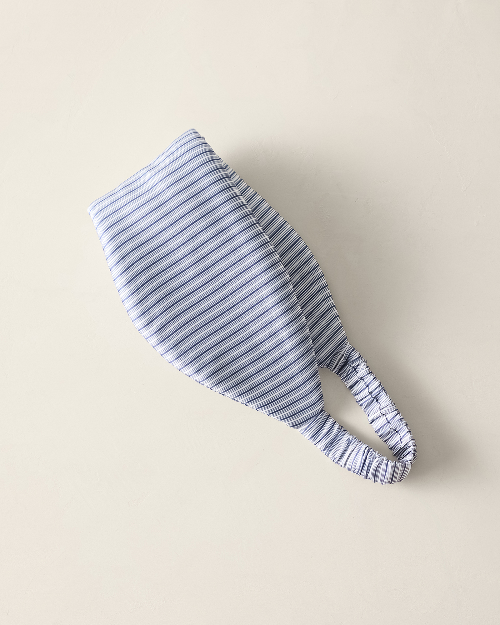 Washable Silk Striped Puffer Eye Mask | Indigo Multicolor | 001