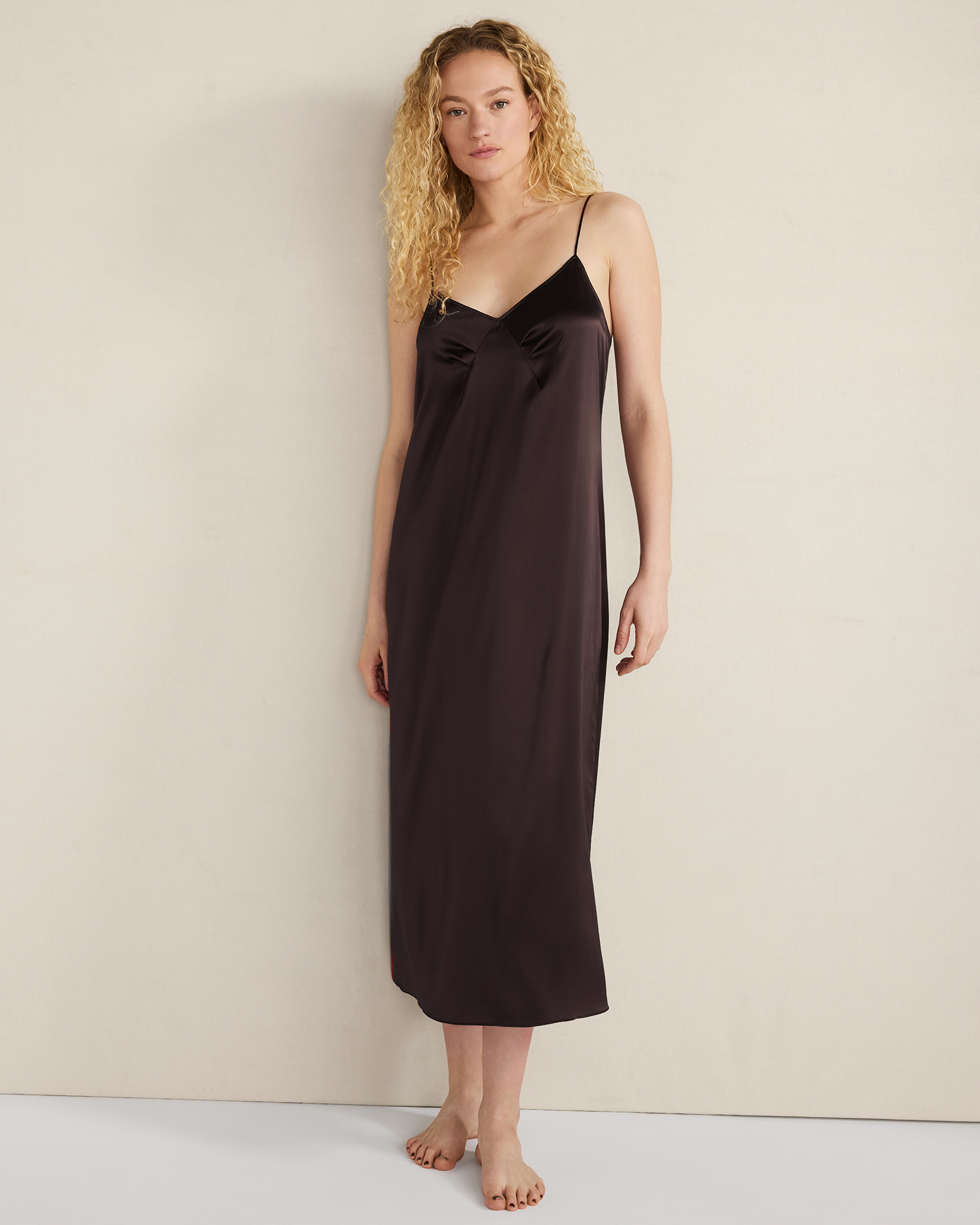 Washable Silk Pleated Chemise | Blackcurrant | XXL