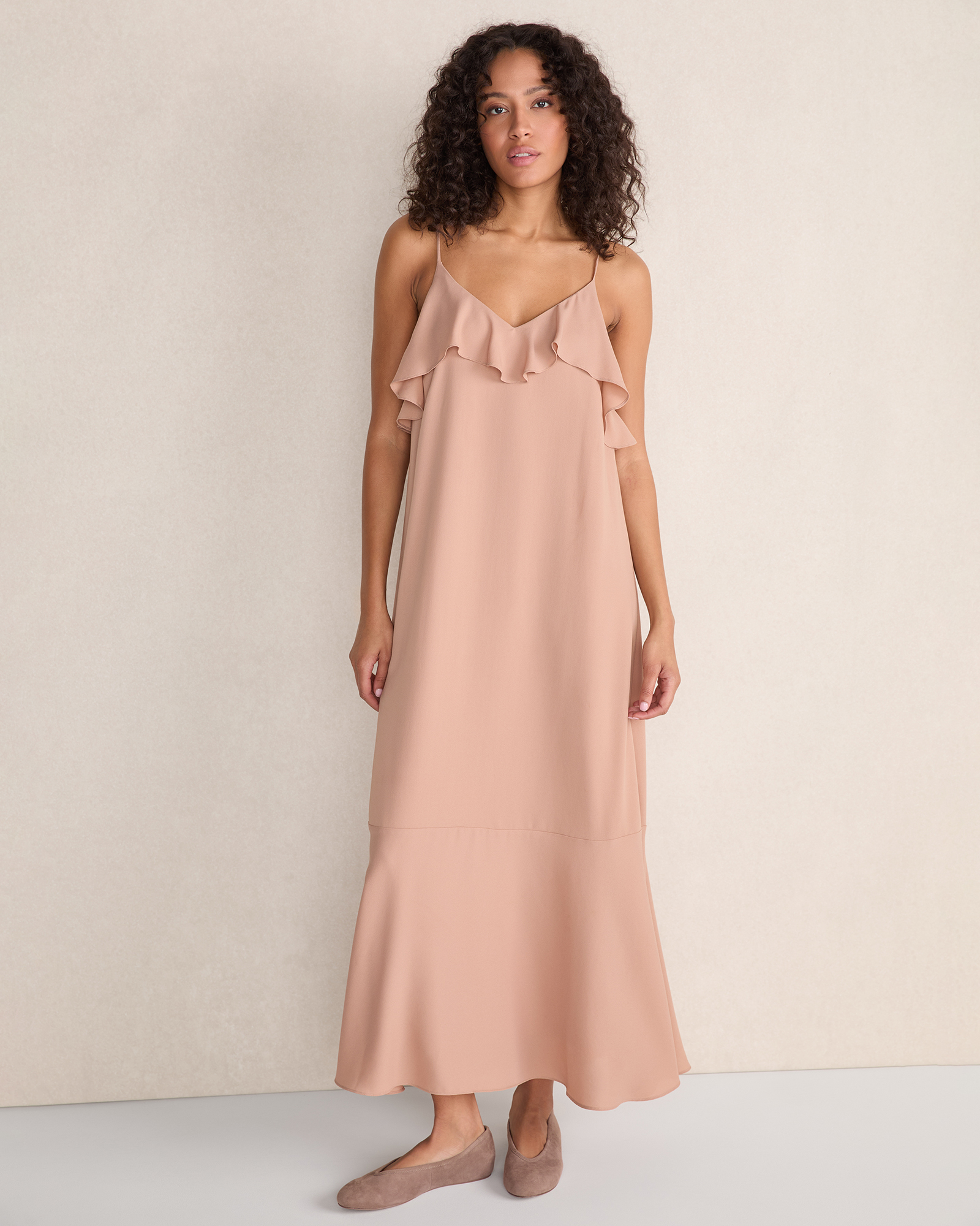 Georgette Flounce Maxi Dress Colorado Clay Large 150$