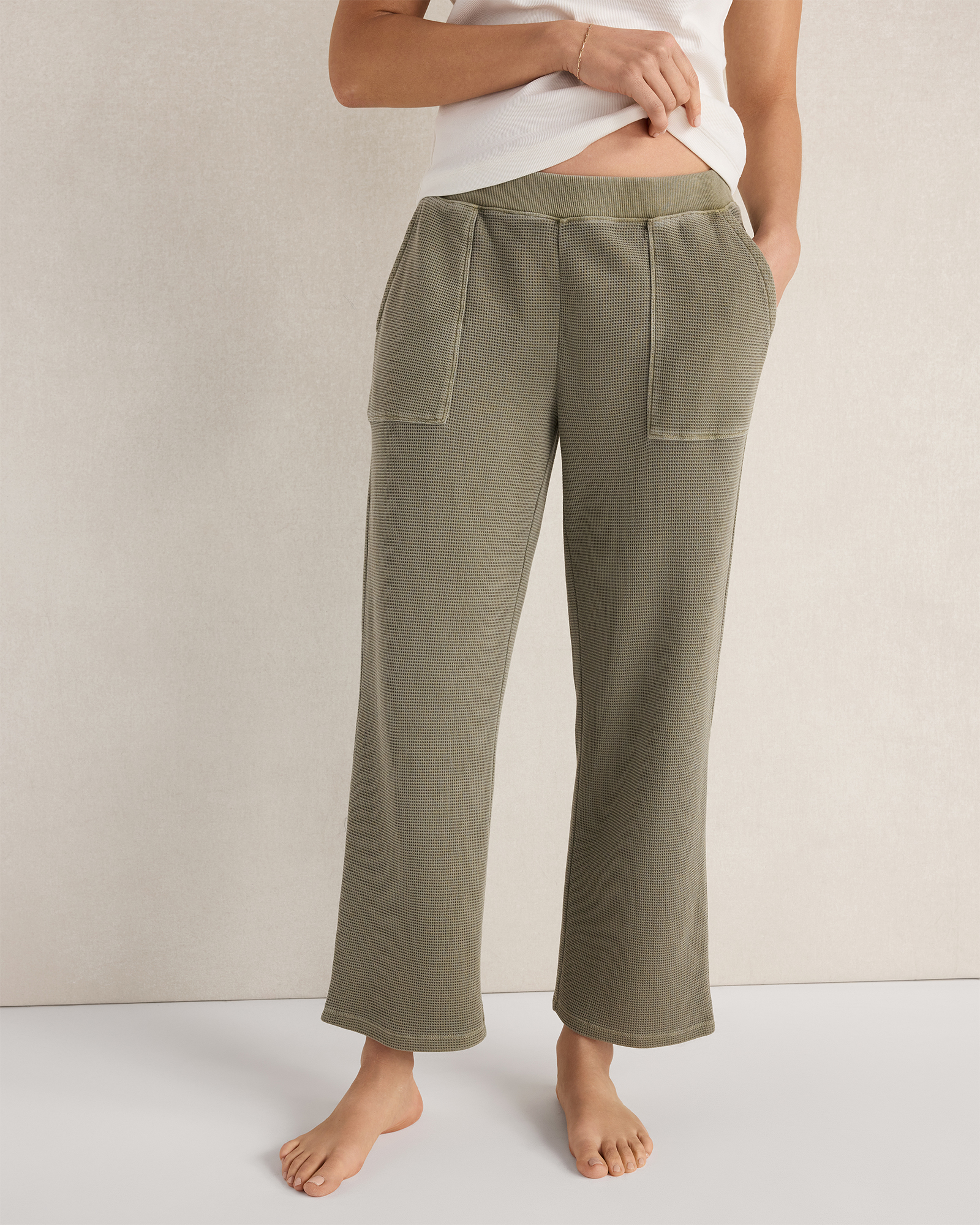 Resti Organic Cotton Waffle Pants | Garment Dye Vetiver | Medium