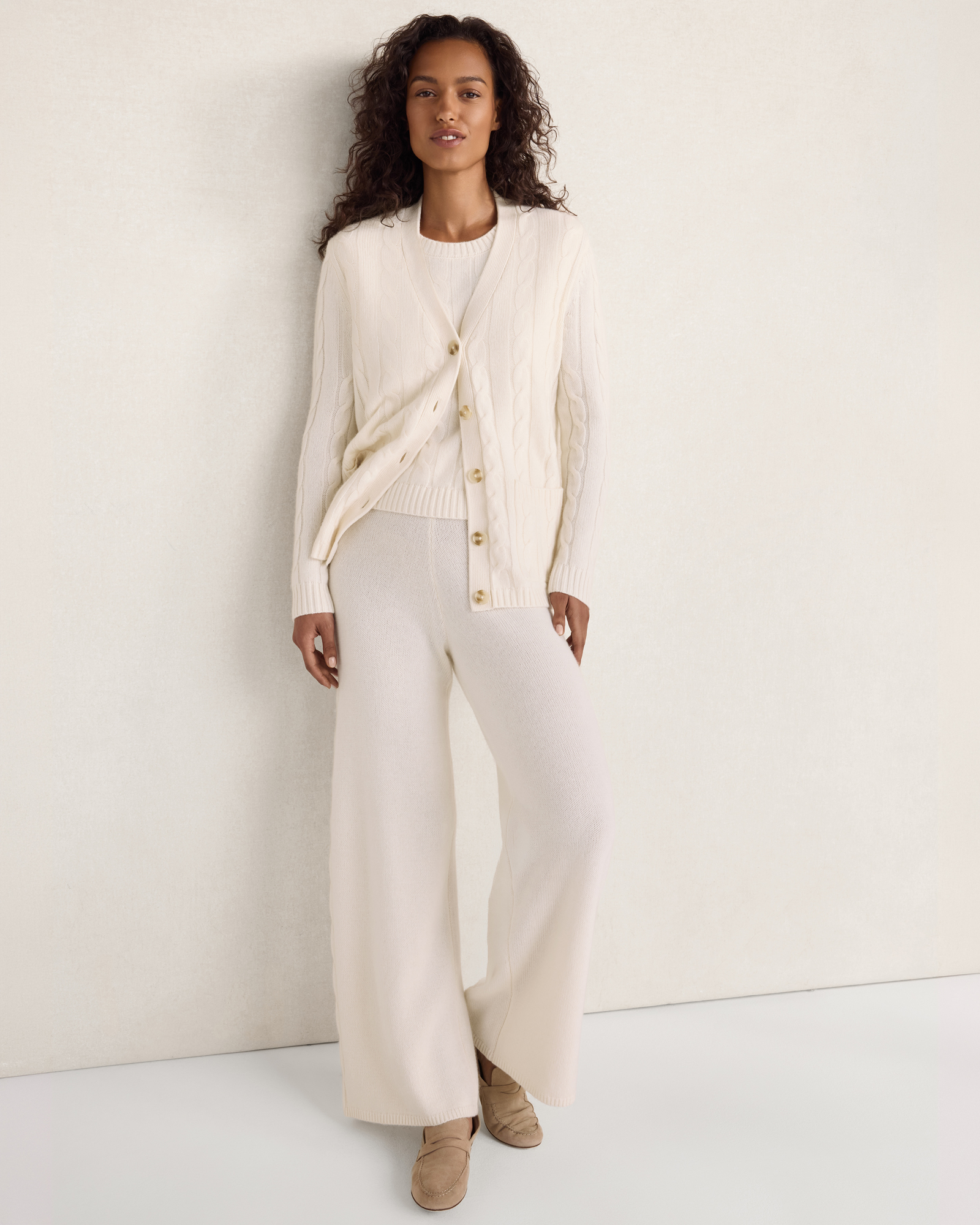 Cashmere Cable Knit Pants | Chiffon | XXL