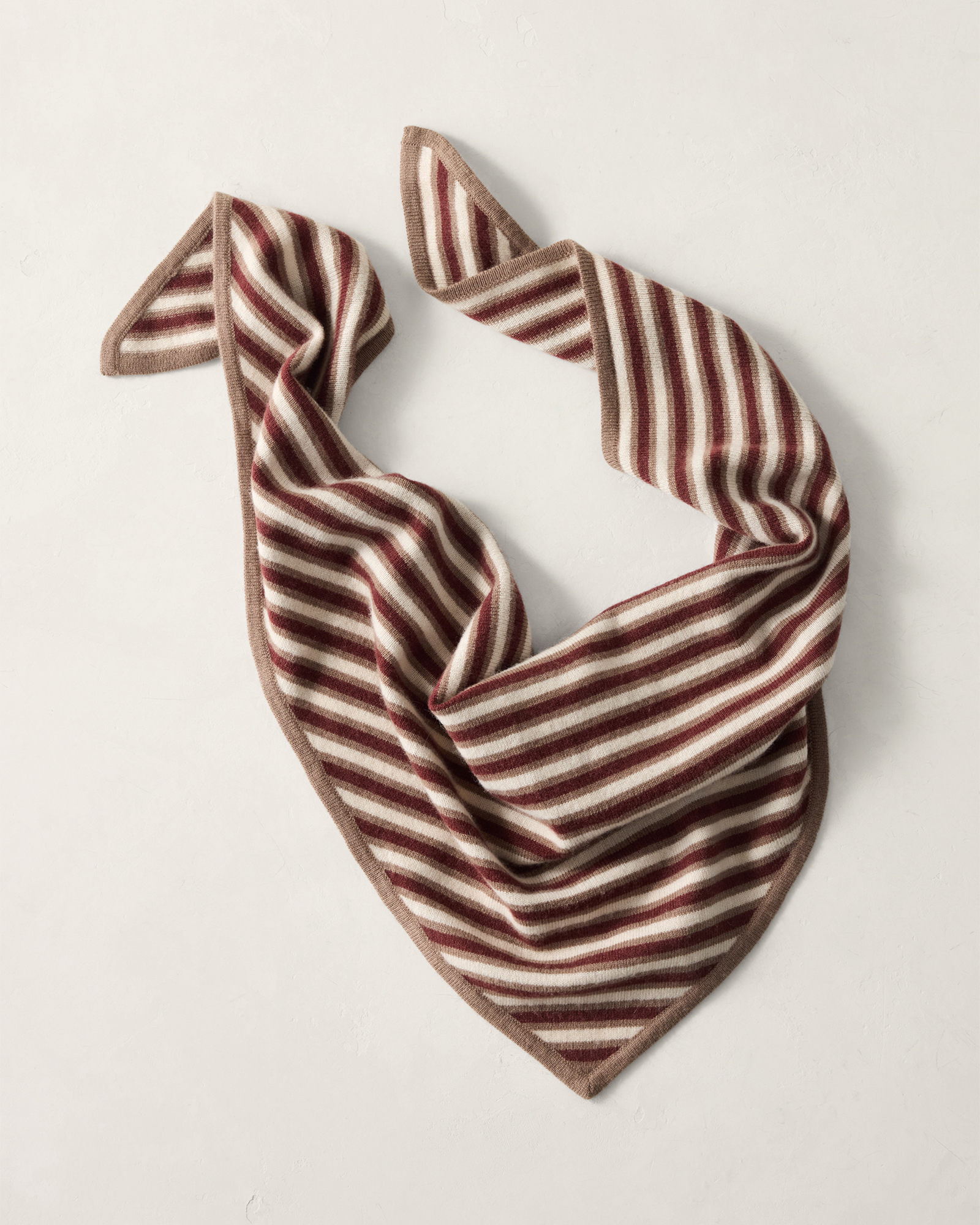 Wool and Cashmere Striped Triangle Scarf | Carbon Multicolor | 001