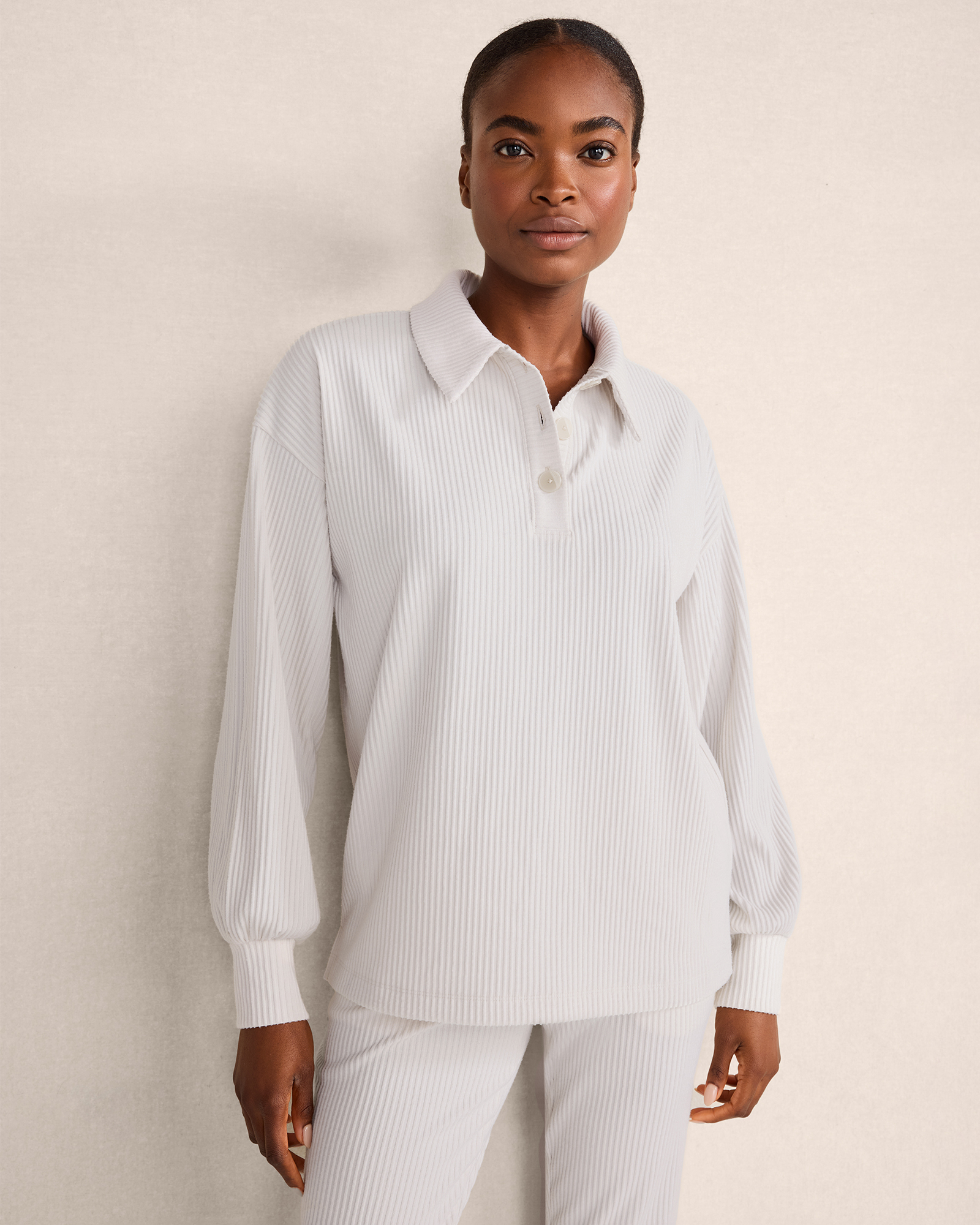 Brushed Rib Knit Drape Neck Top | Haven Well Within