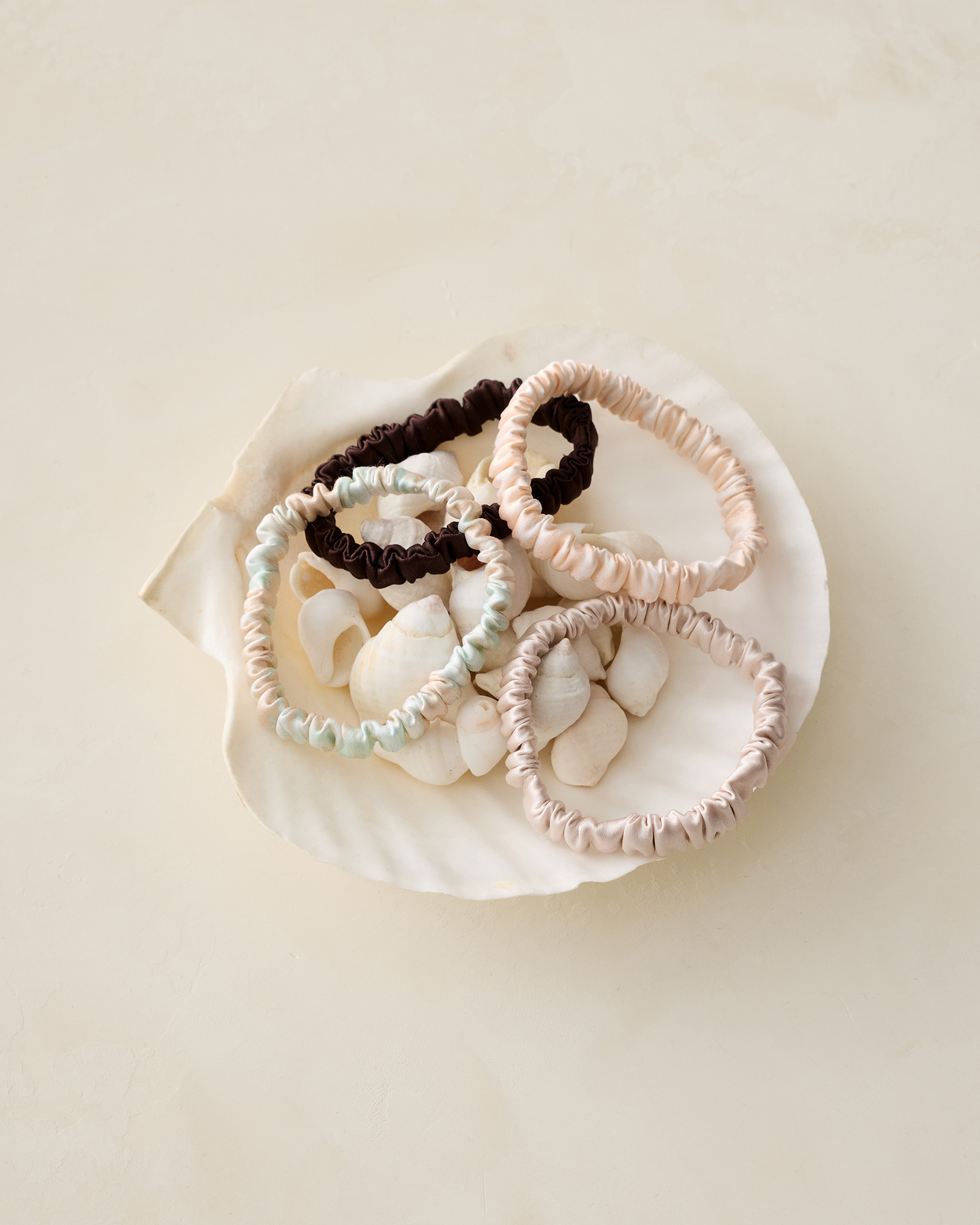 Washable Silk Hair Ties Pinstripe FloralCoffeeMedallion 001 34$