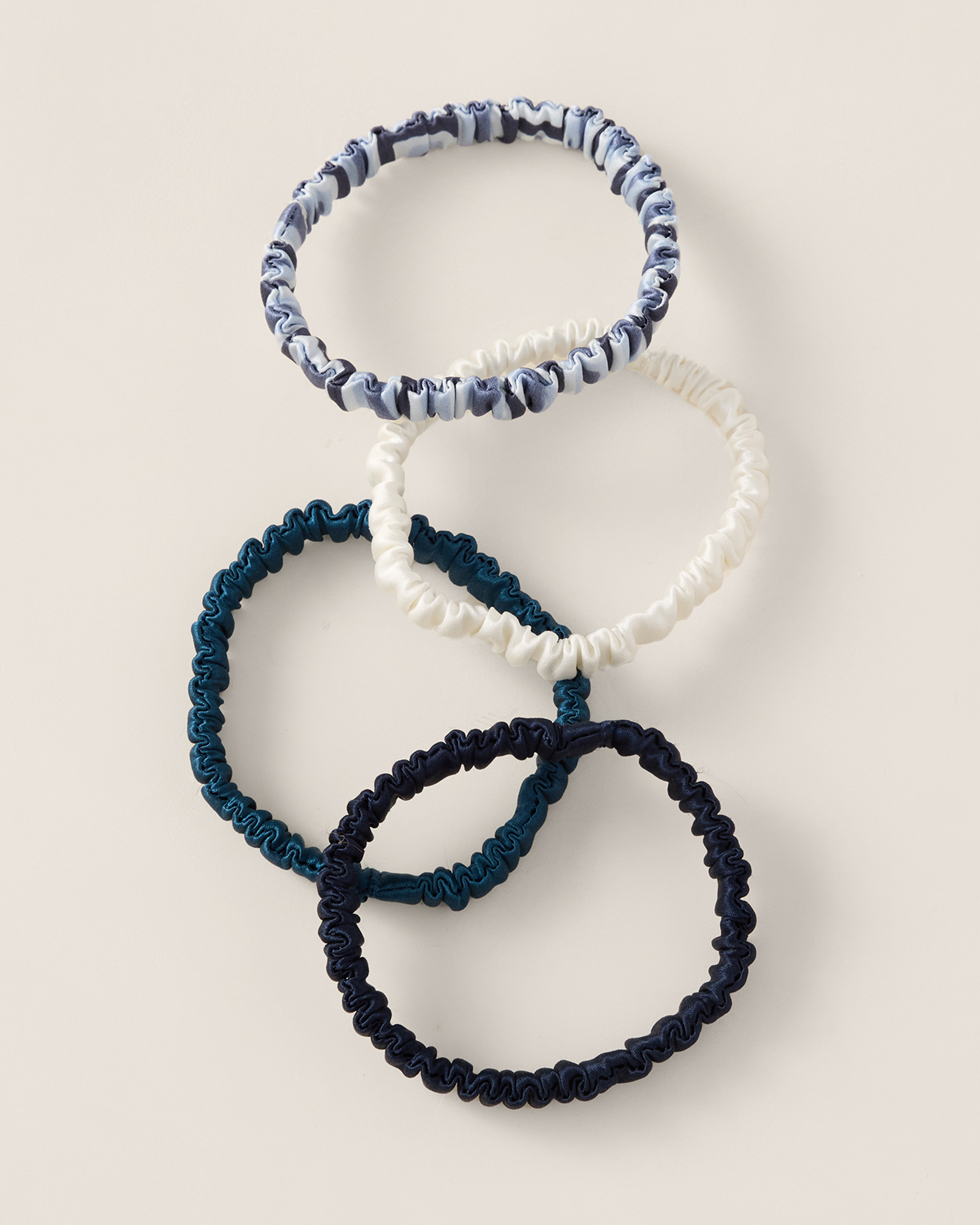 Washable Silk Hair Ties Navy Combo NavyJuniperWhite 001 34$