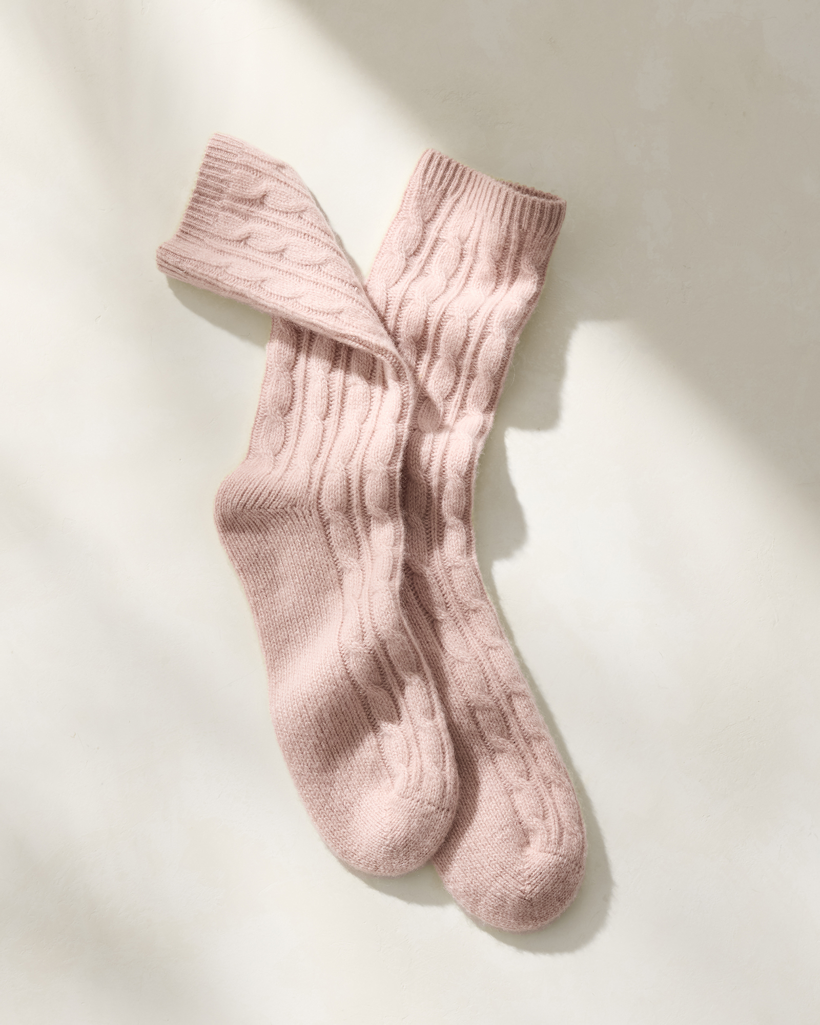 Cashmere Blend Cable Knit Socks | French Rose Fleur | 001
