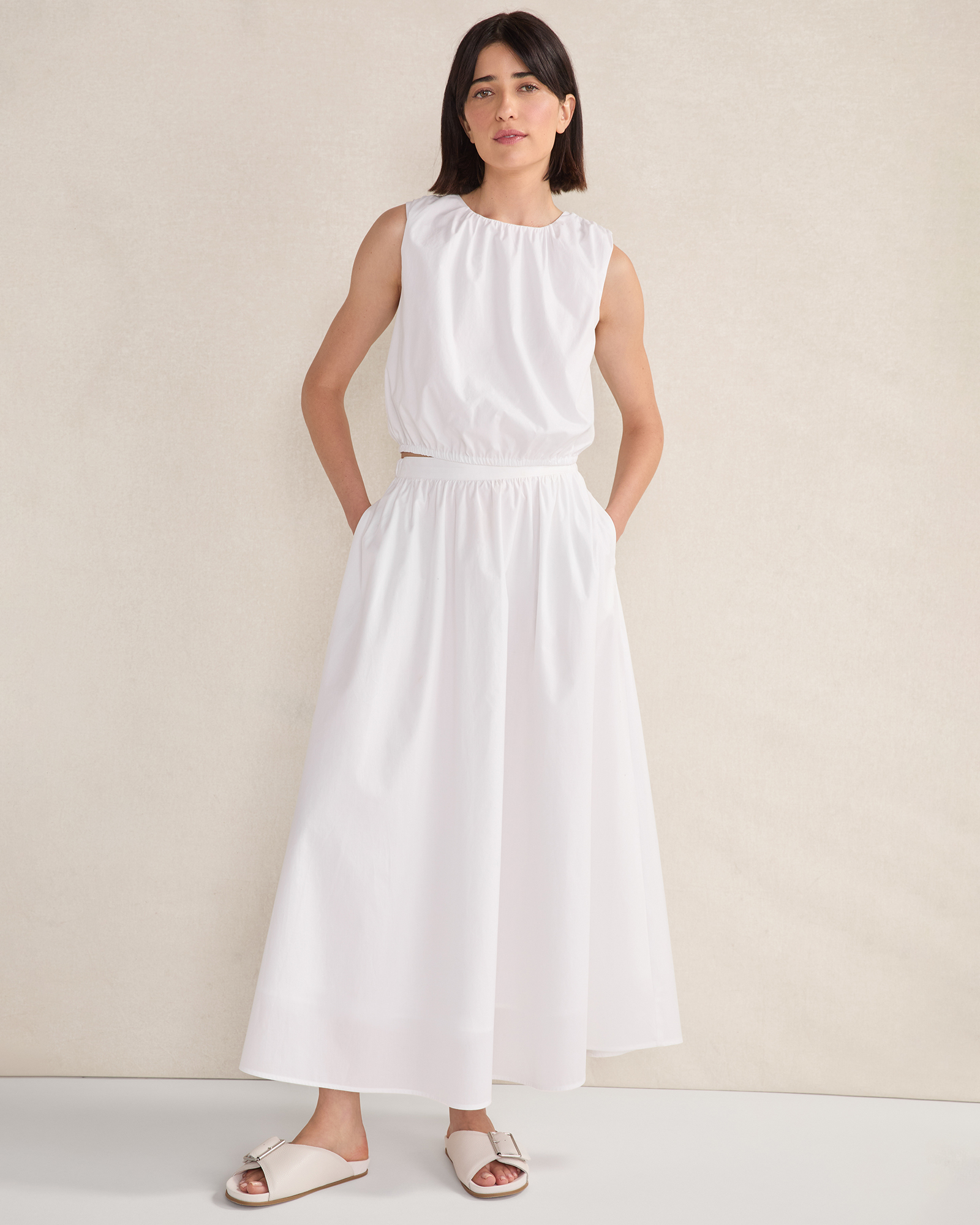 Organic Cotton Poplin Maxi Skirt White Small 80$