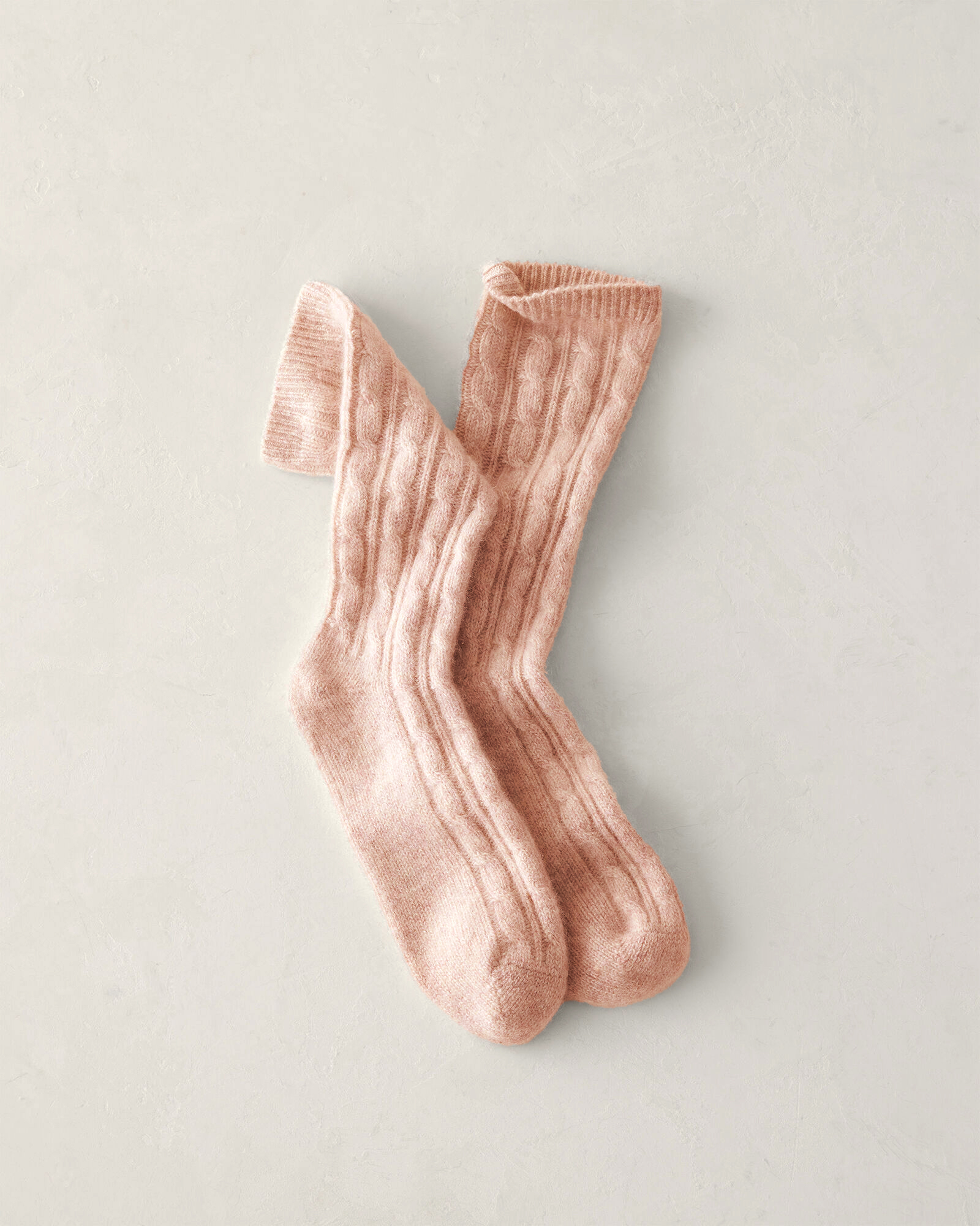 Cashmere Blend Cable Knit Socks | Tuscan Pink Hthr | 001