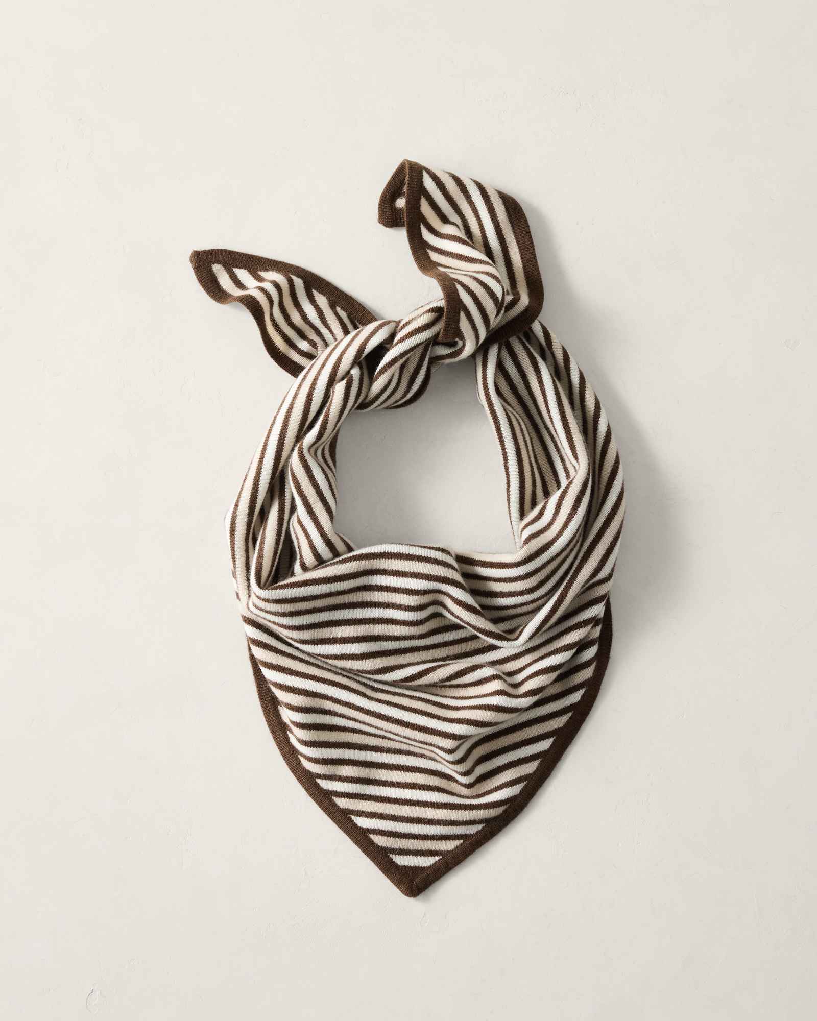 Wool and Cashmere Striped Triangle Scarf | Deep Mocha Multicolor | 001