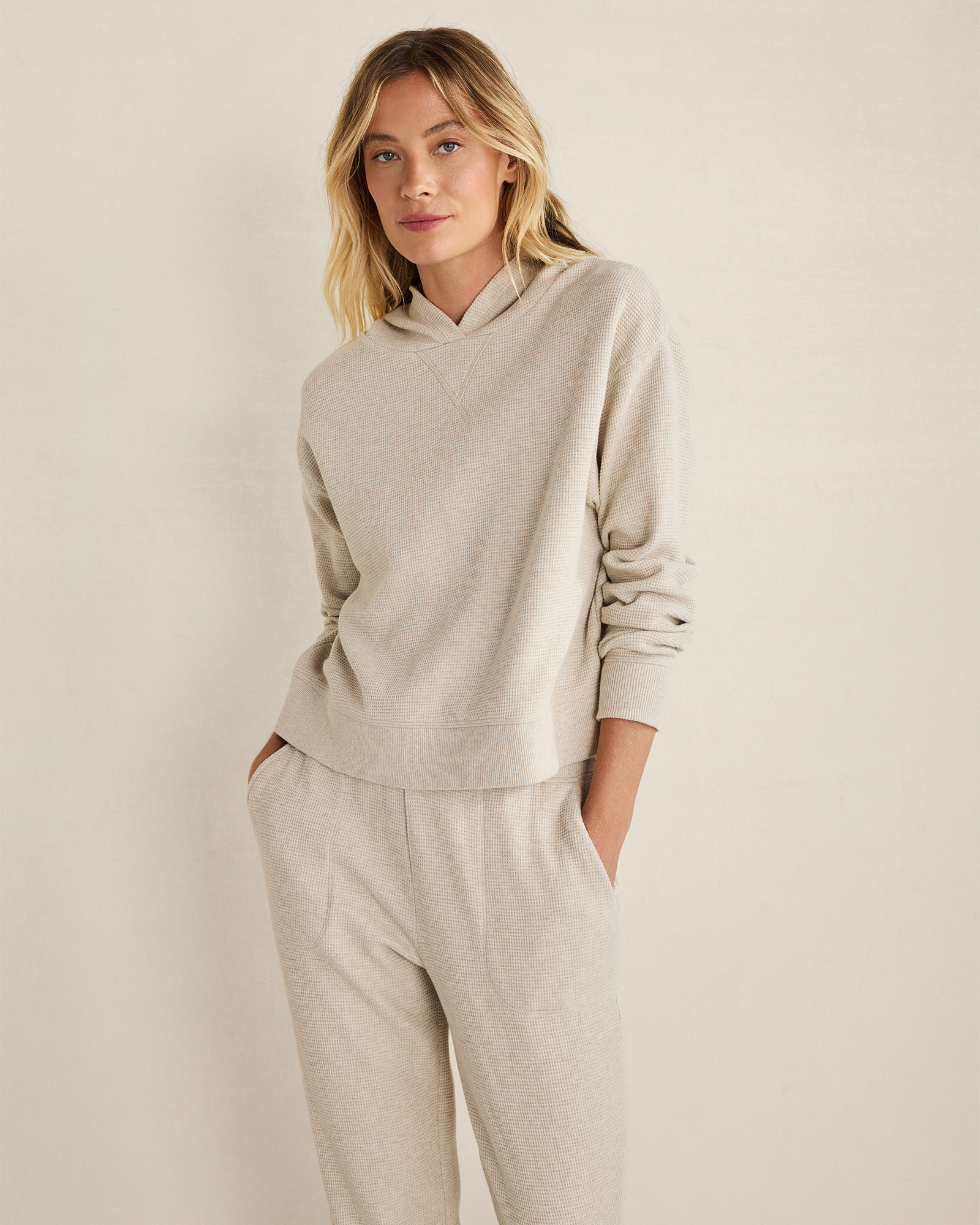 Resti Organic Cotton Waffle Hoodie | Fawn Heather | XXL