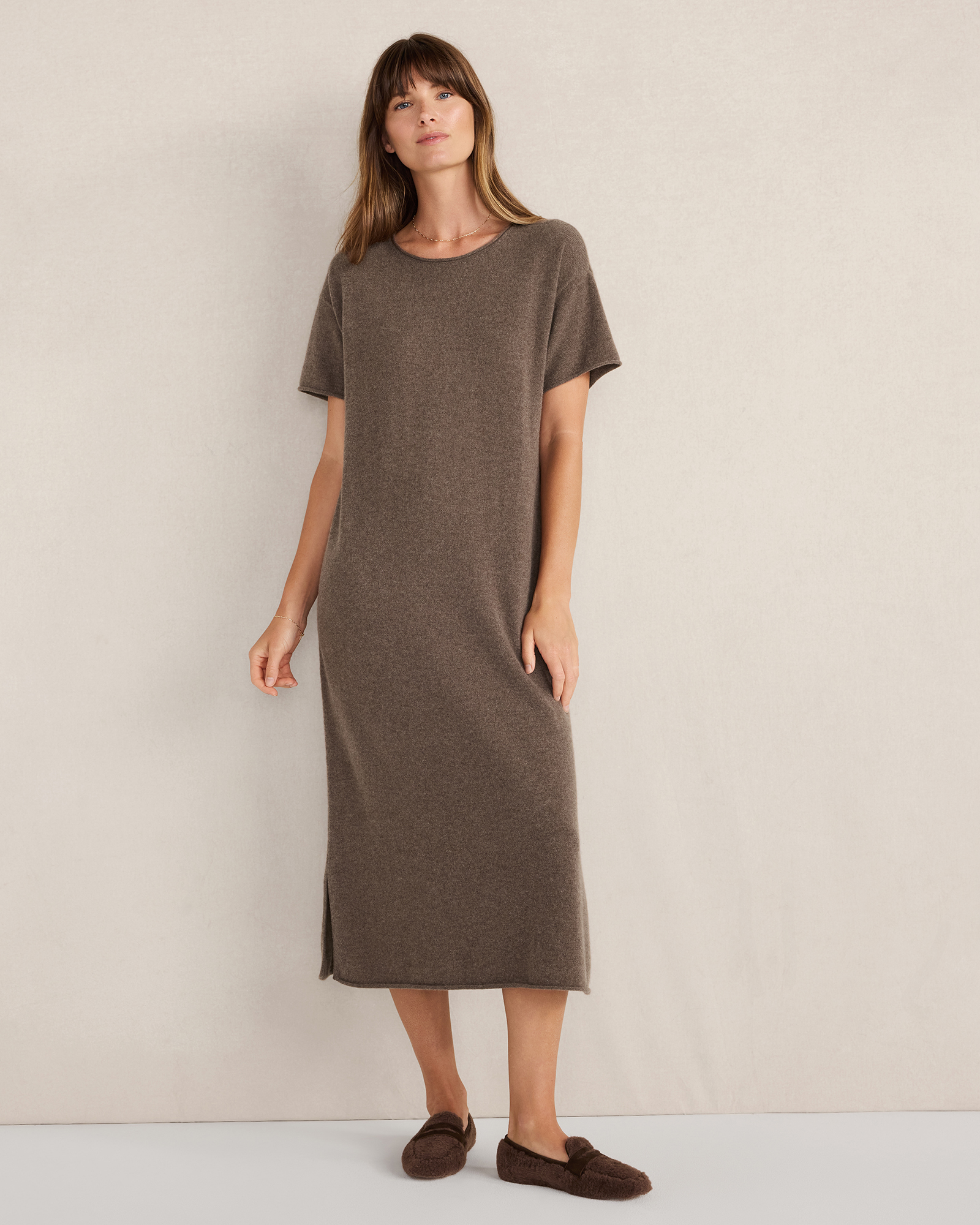 Cashmere T-Shirt Dress Tan Hthr XS 230$