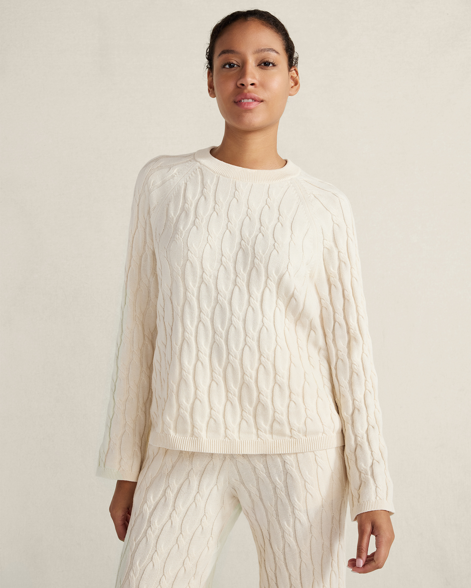 Cotton Cashmere Cable Knit Wide Leg Pants | Haven Well Within
