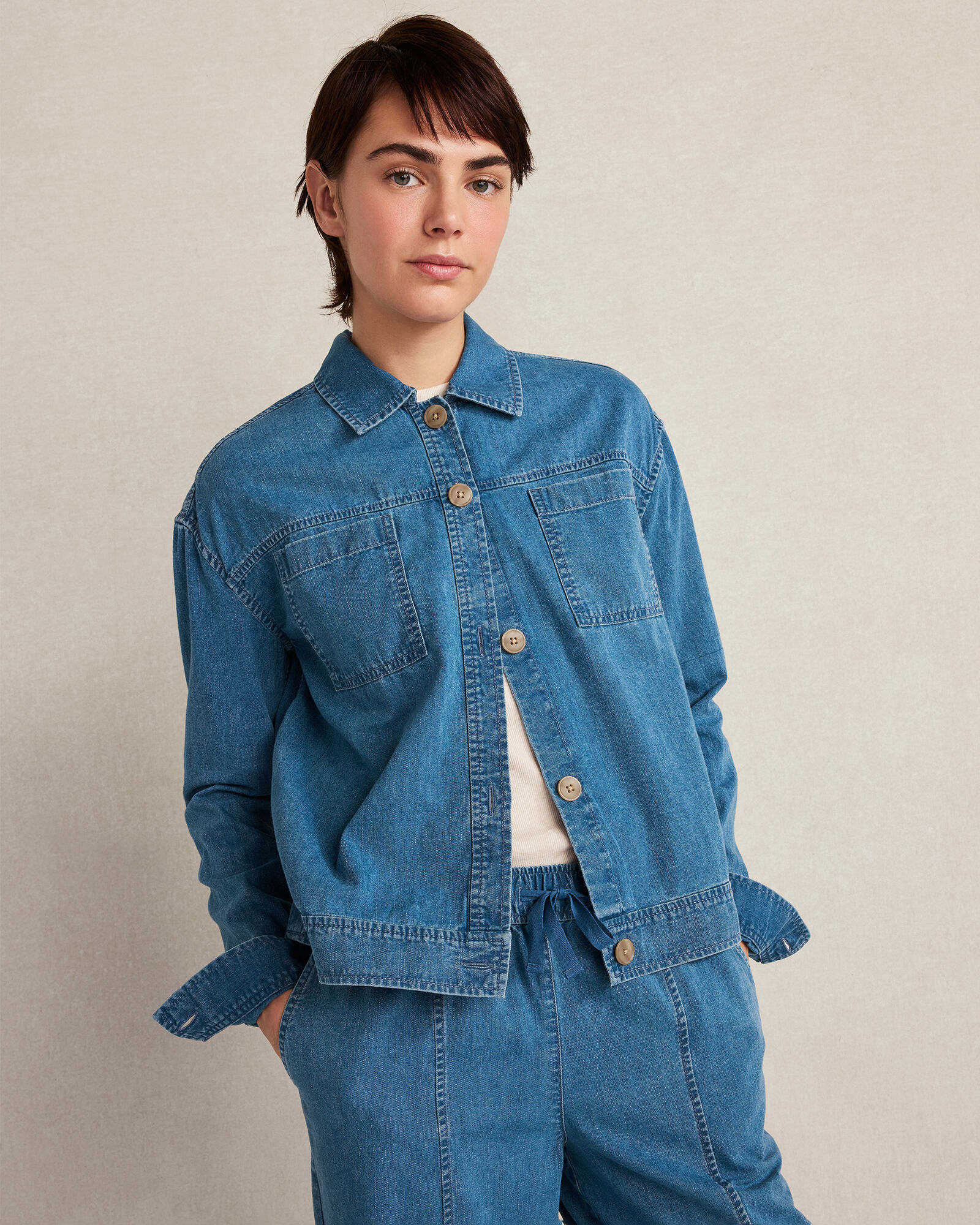 Organic Cotton Denim Boxy Jacket | Indigo Wash | Medium