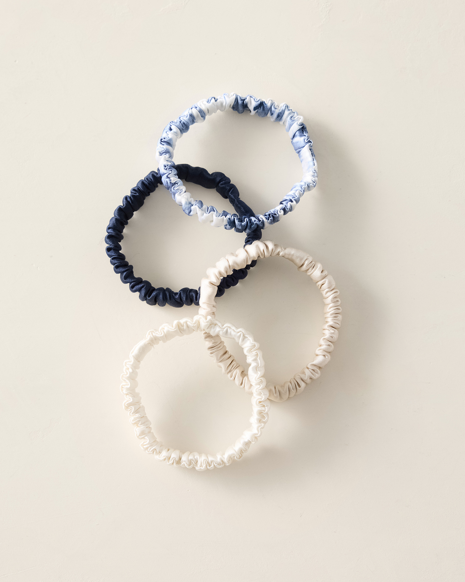 Washable Silk Hair Ties Tie Dye Multi WhiteTrue NavyPebble 001 34$