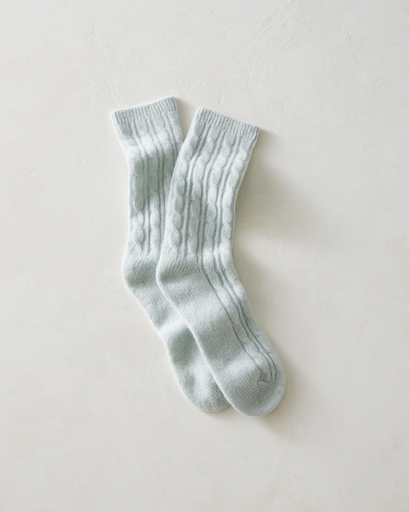 Cashmere Blend Cable Knit Socks | Aloe Donegal | 001