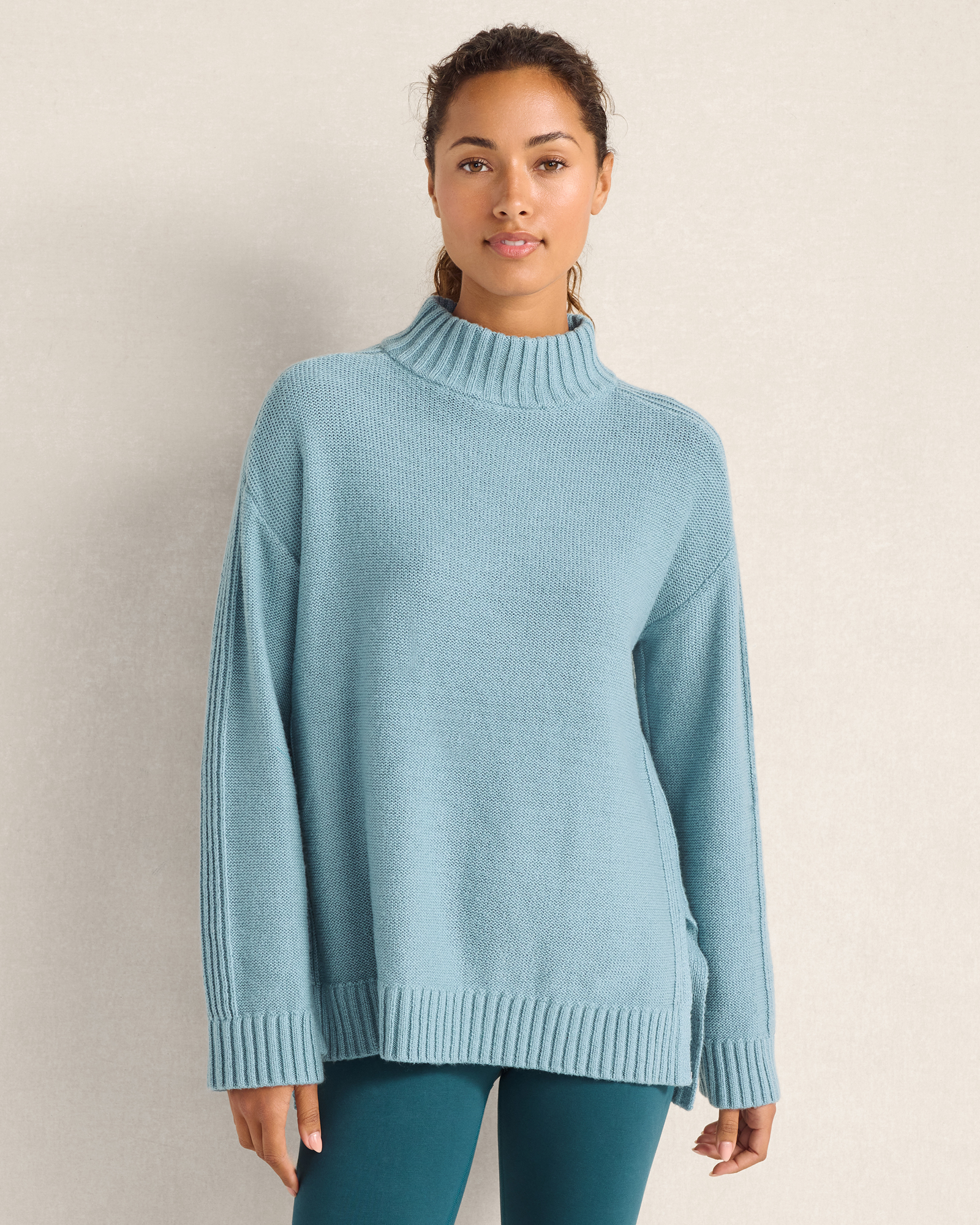 Balance Cotton Blend Mockneck Sweater | Smoke Blue | XXL