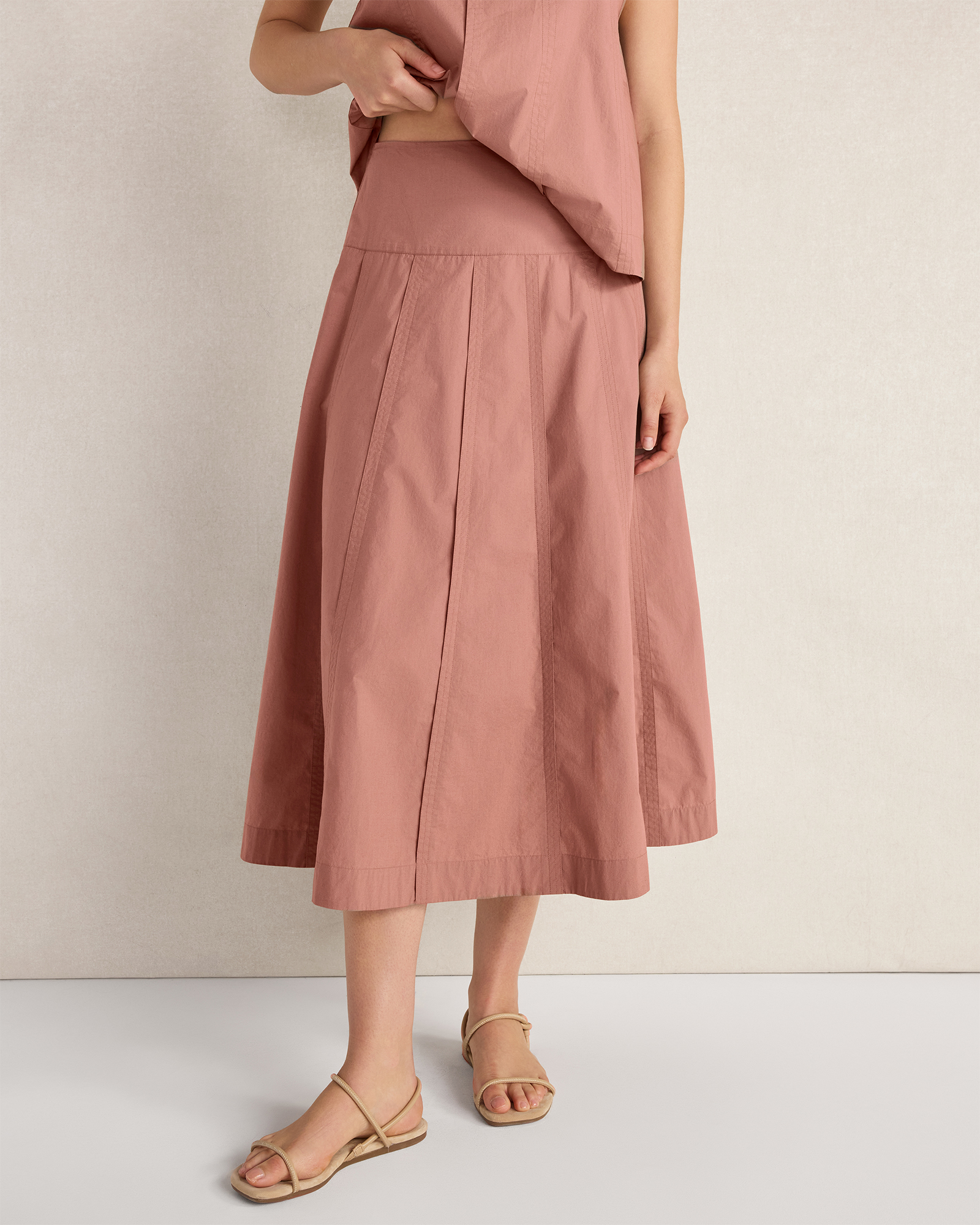 Organic Cotton Poplin Drop Waist Skirt Ash Rose Small 118$