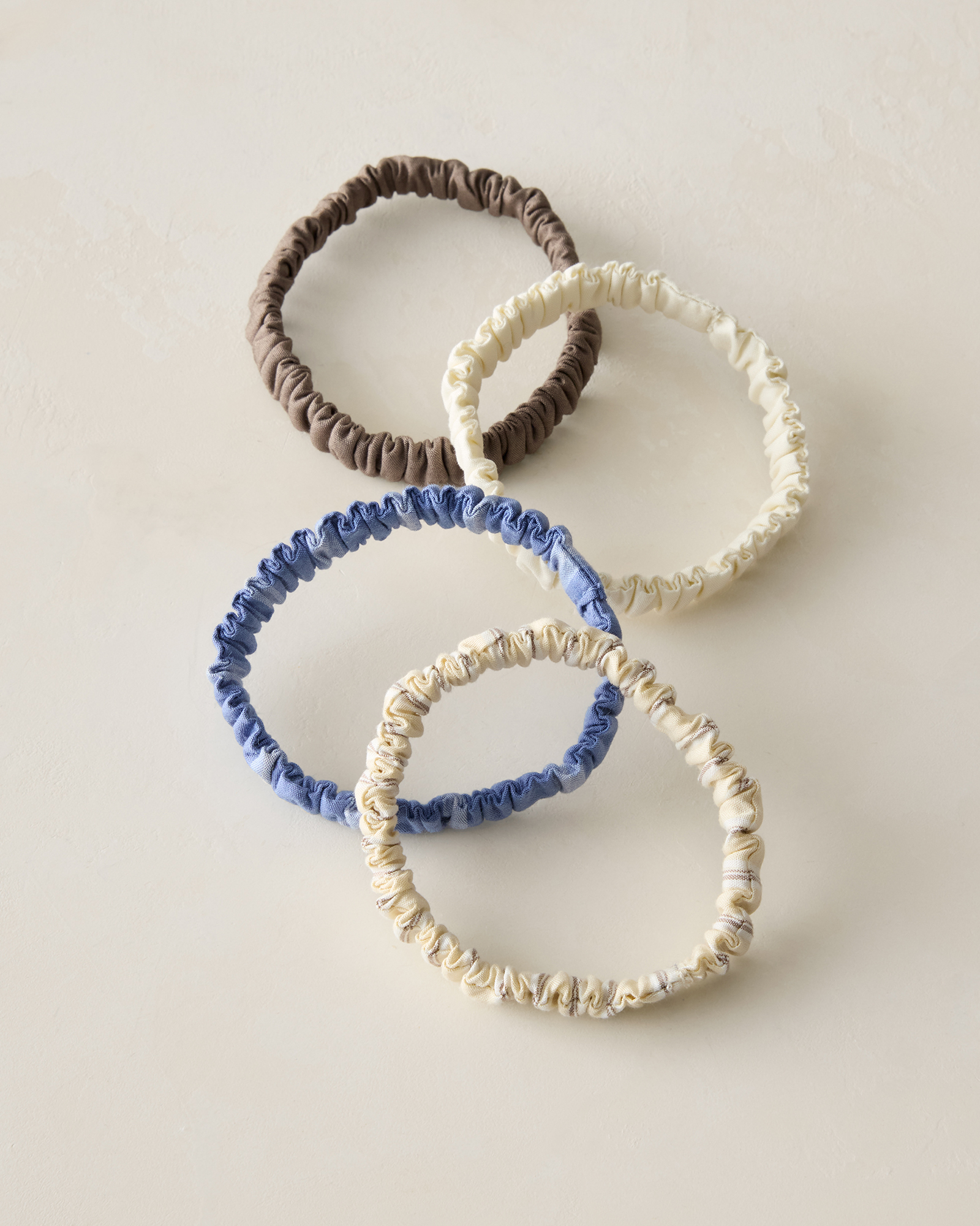 Cotton Poplin Scrunchies Pack of 4 White Multicolor 001 22$