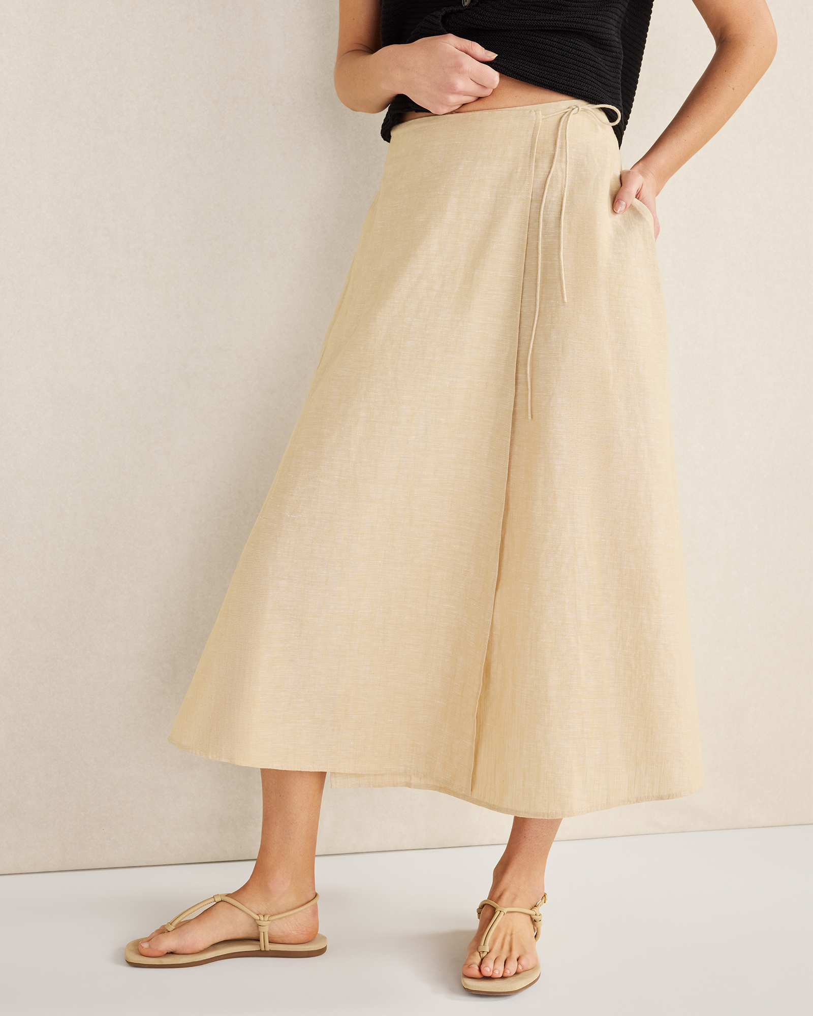 Organic Cotton Linen Wrap Skirt Cortado Crossdye Small 90$