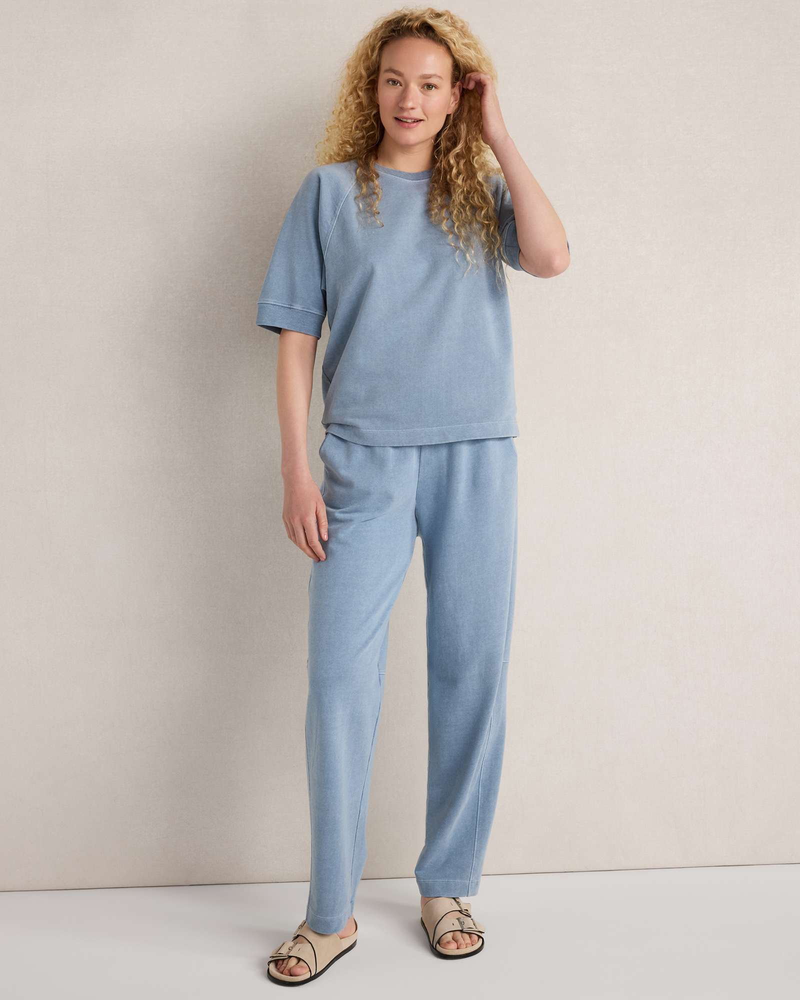 Organic Cotton Terry Barrel Leg Pants | River Hthr | XXL