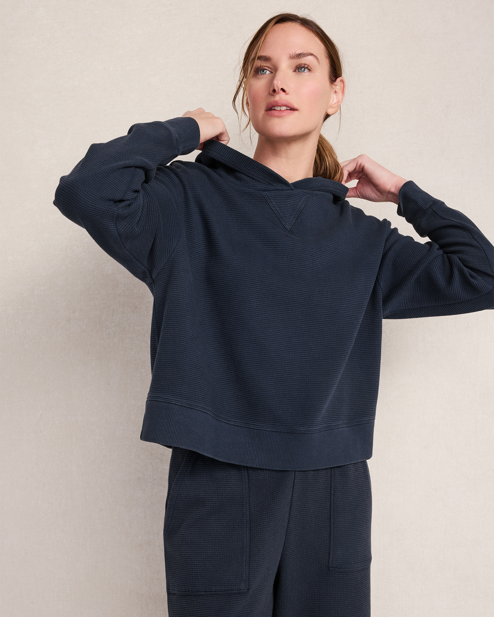 Resti Organic Cotton Waffle Hoodie | Garment Dye Nightfall | XXL